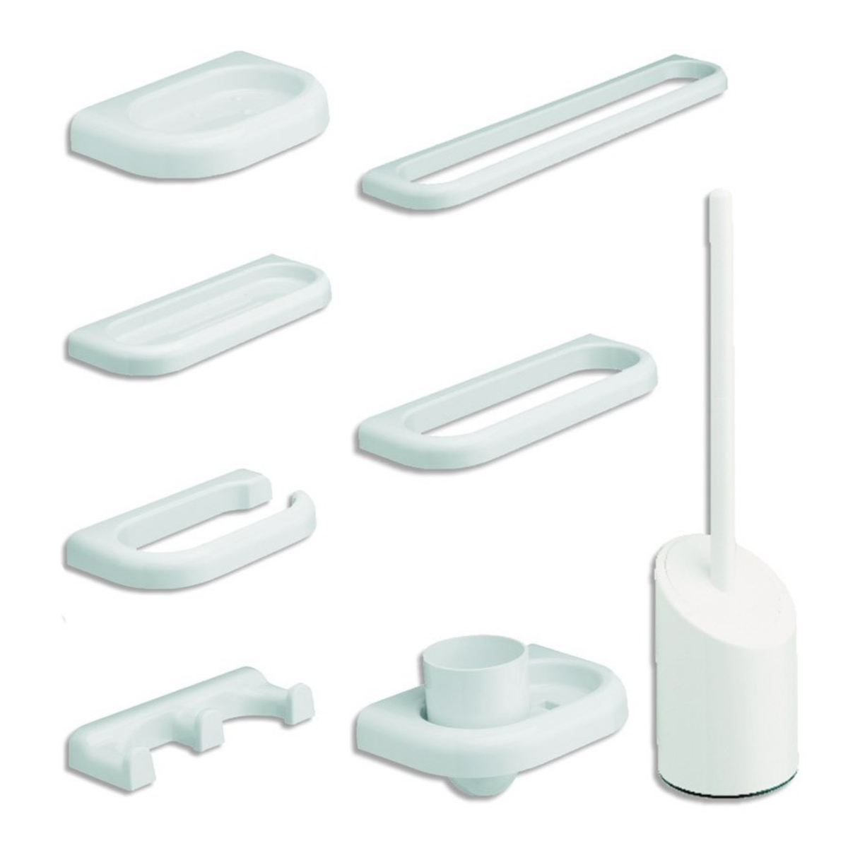 Set accessori bagno 9PZ in abs antigraffio bianco design moderno - Linea