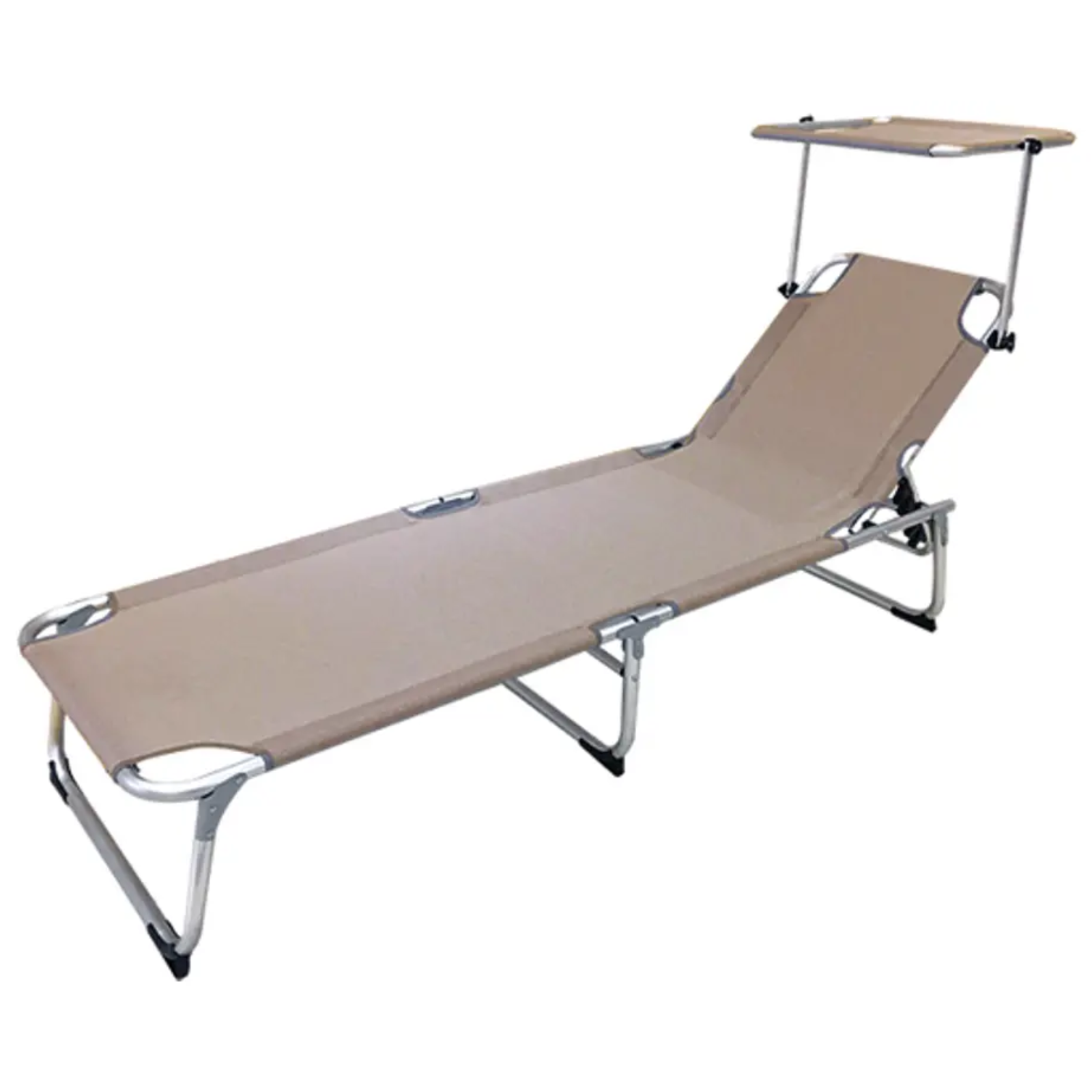 Lettino prendisole in alluminio e textilene tortora con parasole - Papilo