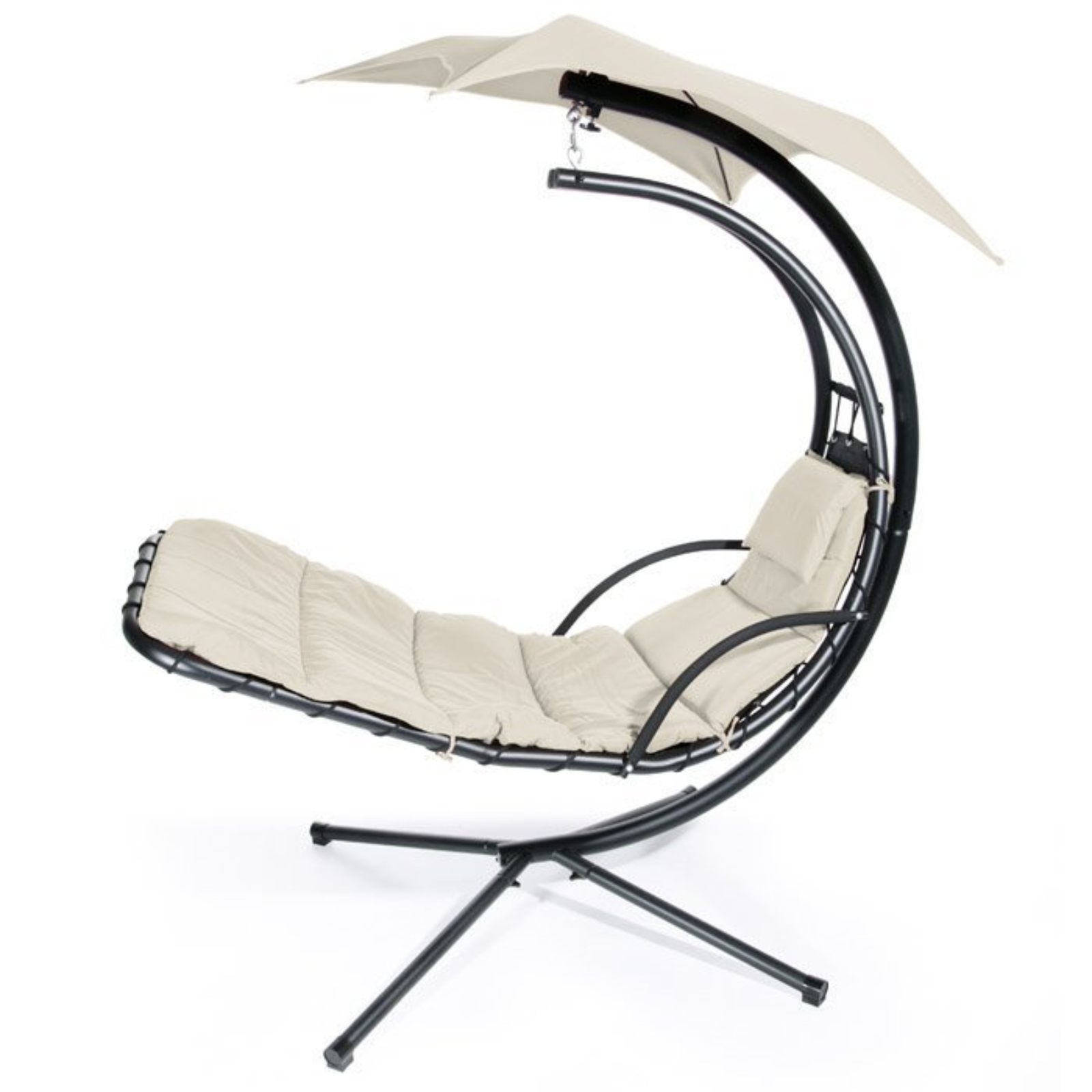 Lettino a dondolo in acciaio e poliestere 180gr/mq con cuscini - Leaf