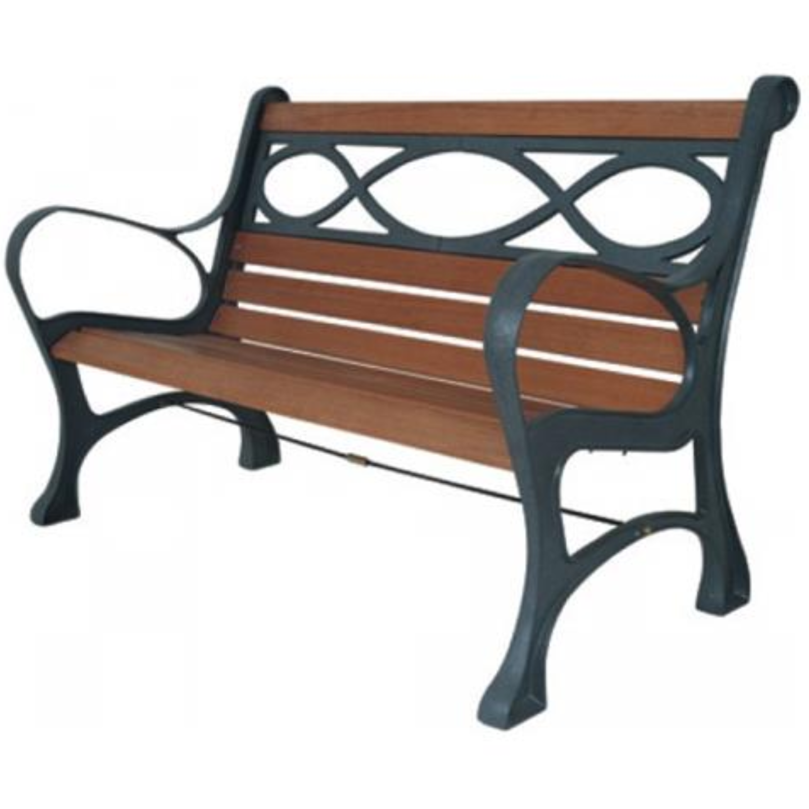 Panchina da esterno in ghisa con traversine in legno - Houston