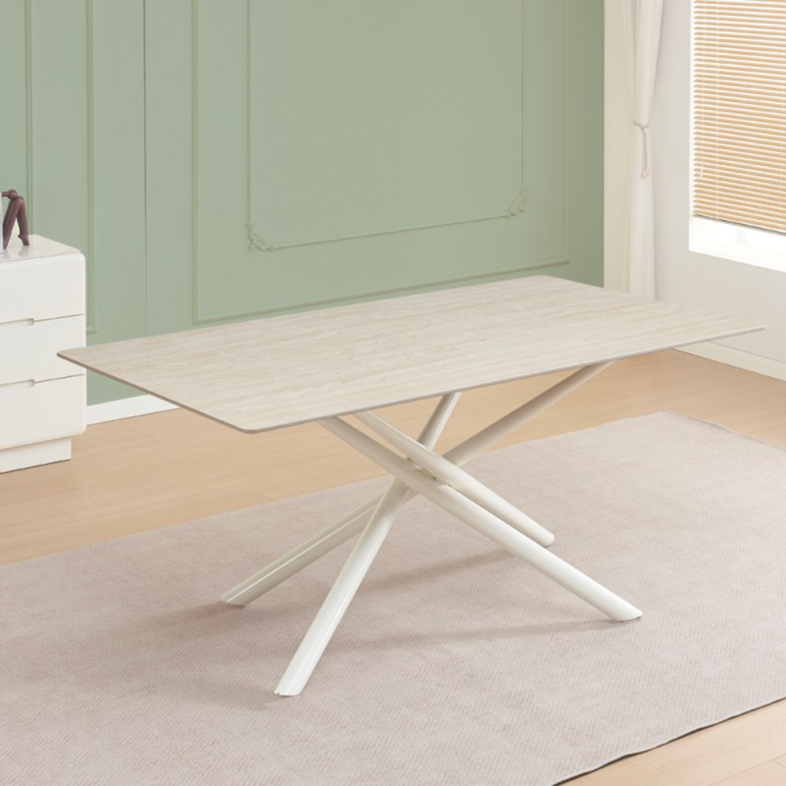 Tavolo da pranzo piano in pietra sintetizzata effetto marmo gambe in metallo 180x90 - Corver