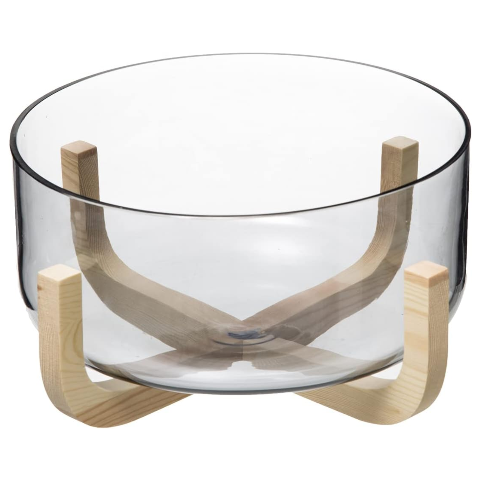 Insalatiera in vetro con supporto in legno Ø 24 cm