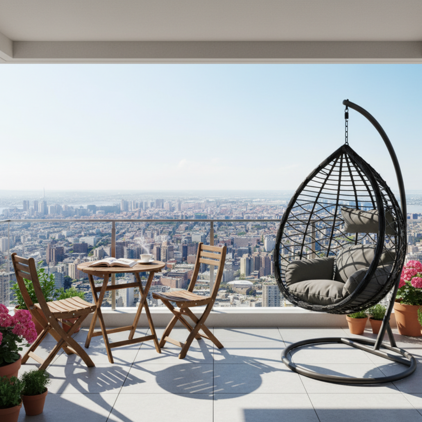 Dondolo sospeso struttura in metallo e seduta in wicker - Panarea