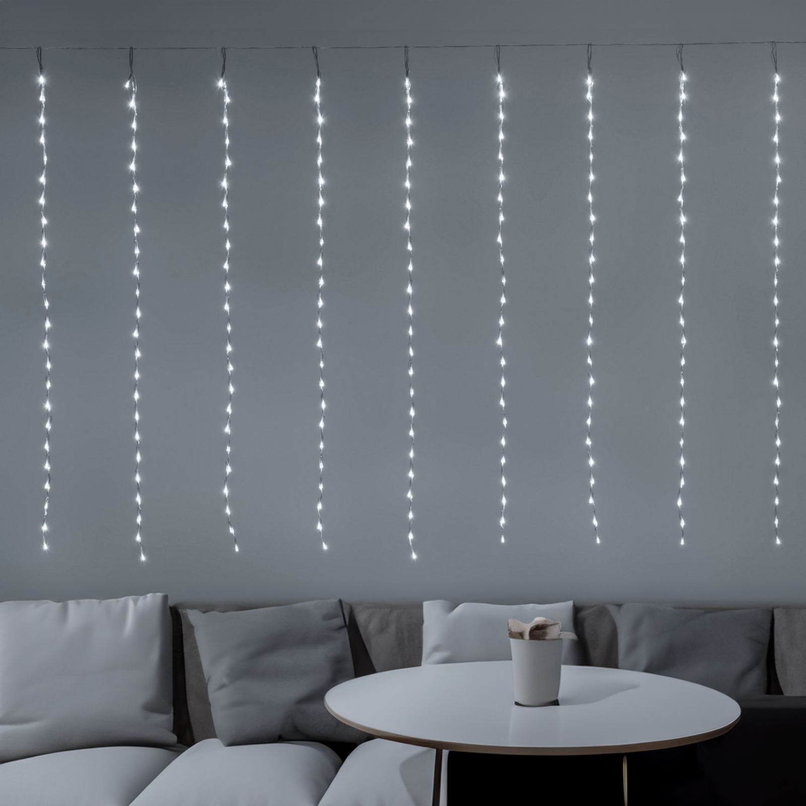 Tenda luminosa 360 led bianco freddo decorazioni natalizie per esterno o interno
