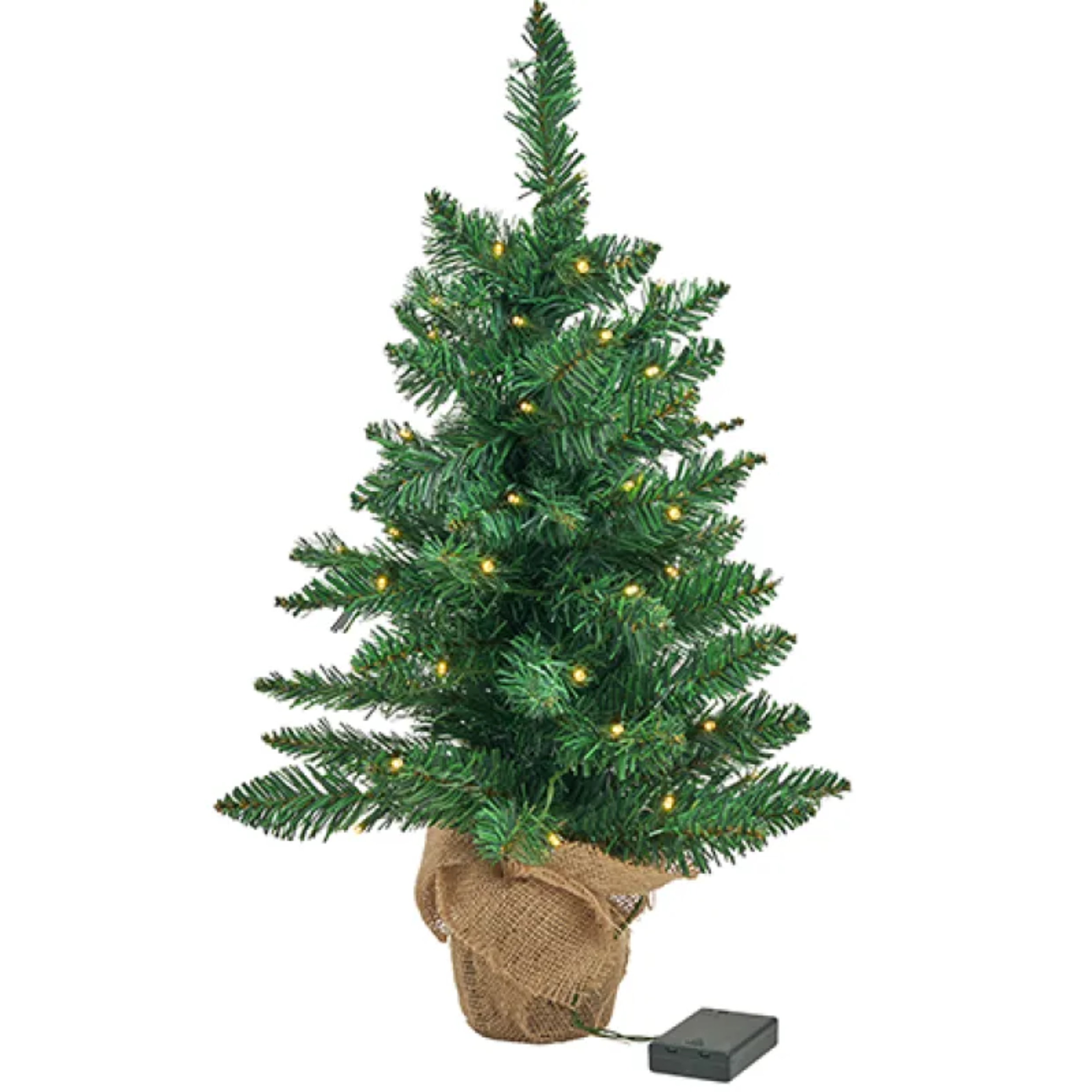 Alberello natalizio con base in juta verde con luci led 60 cm