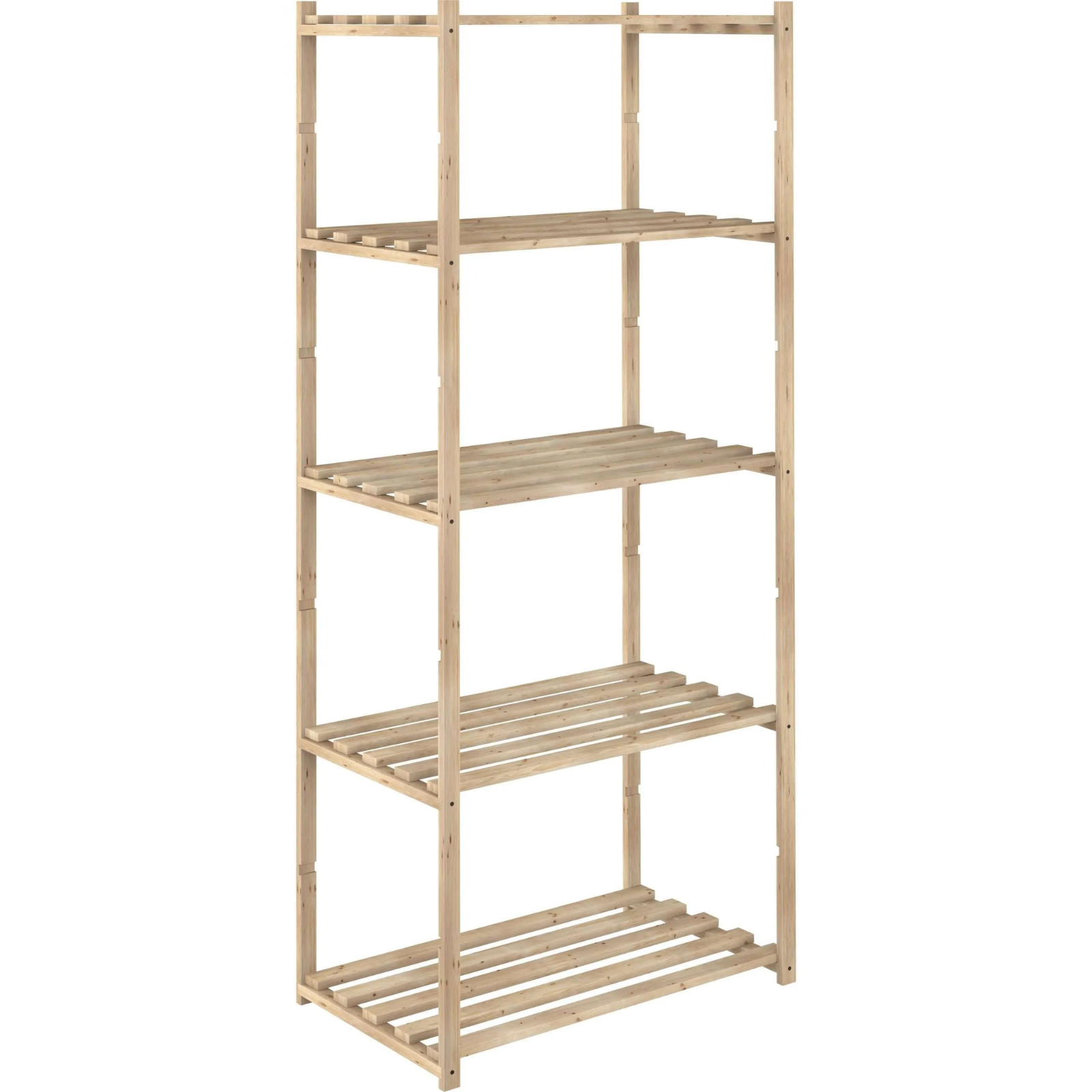 Scaffale in legno di pino massiccio con ripiani regolabili 65x40x171 cm - Basico