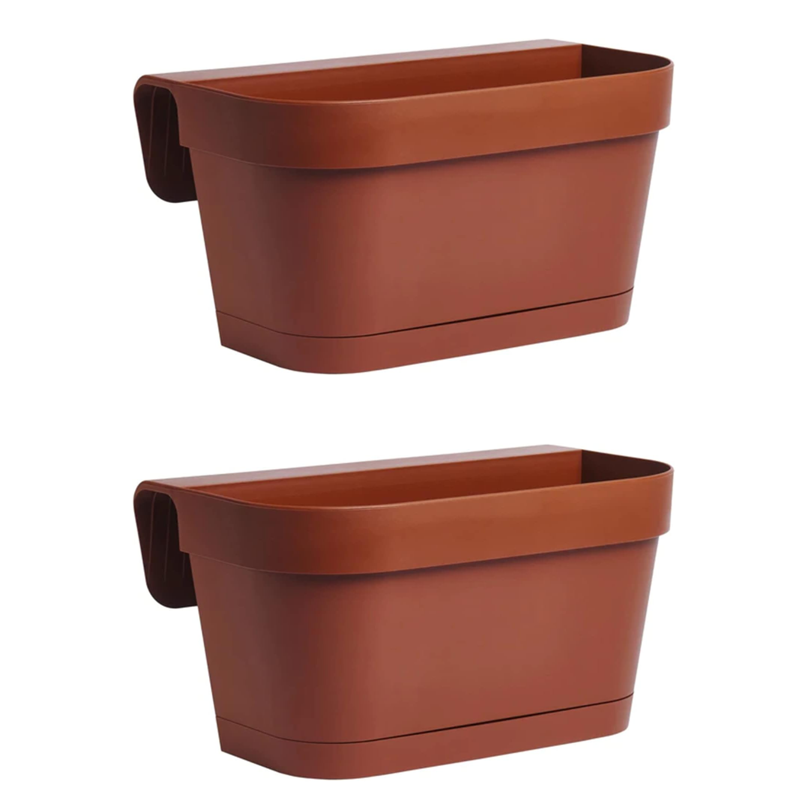 Set 2 Pz Vaso balconiera in resina con sottovaso e distanziale da esterno