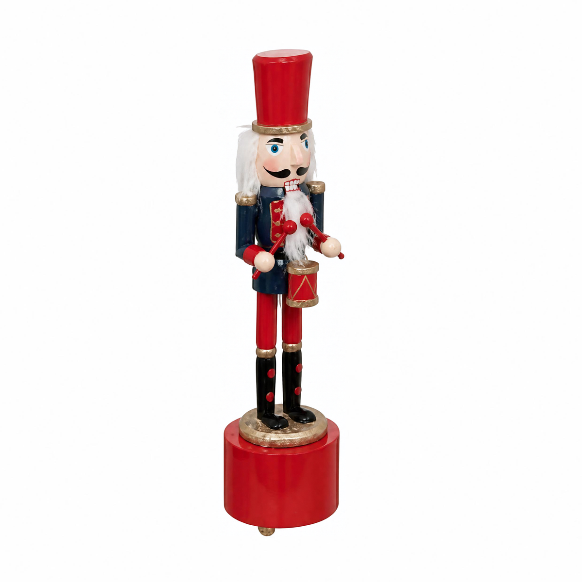 Schiaccianoci musicale 30 cm con base rossa decorazione natalizia