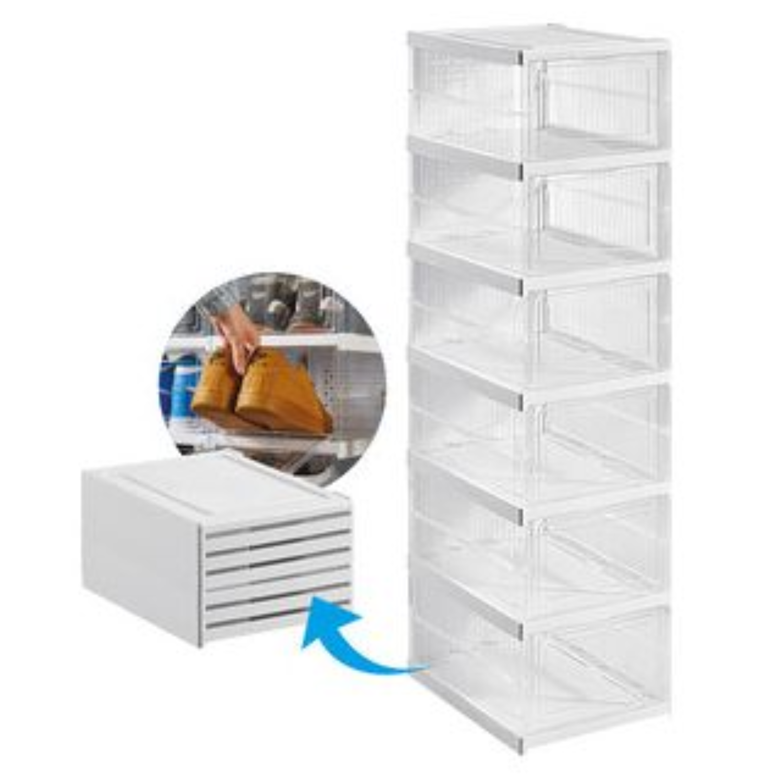 Scarpiera pieghevole salvaspazio 6 ripiani bianco ideale per interno
