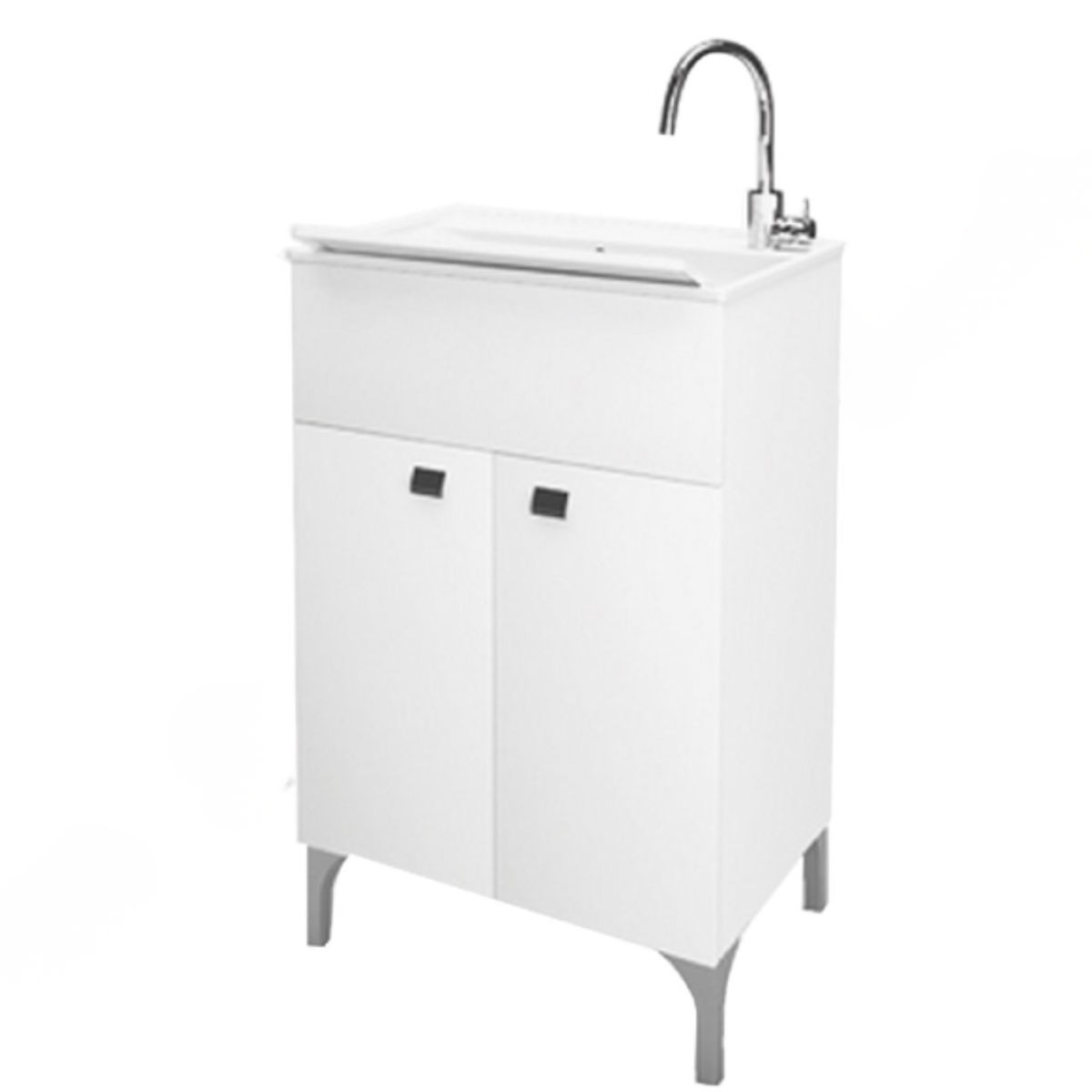 Mobile lavatoio bagno in laminato idrofugo bianco lucido 50x50x83 cm - Savi Lucido