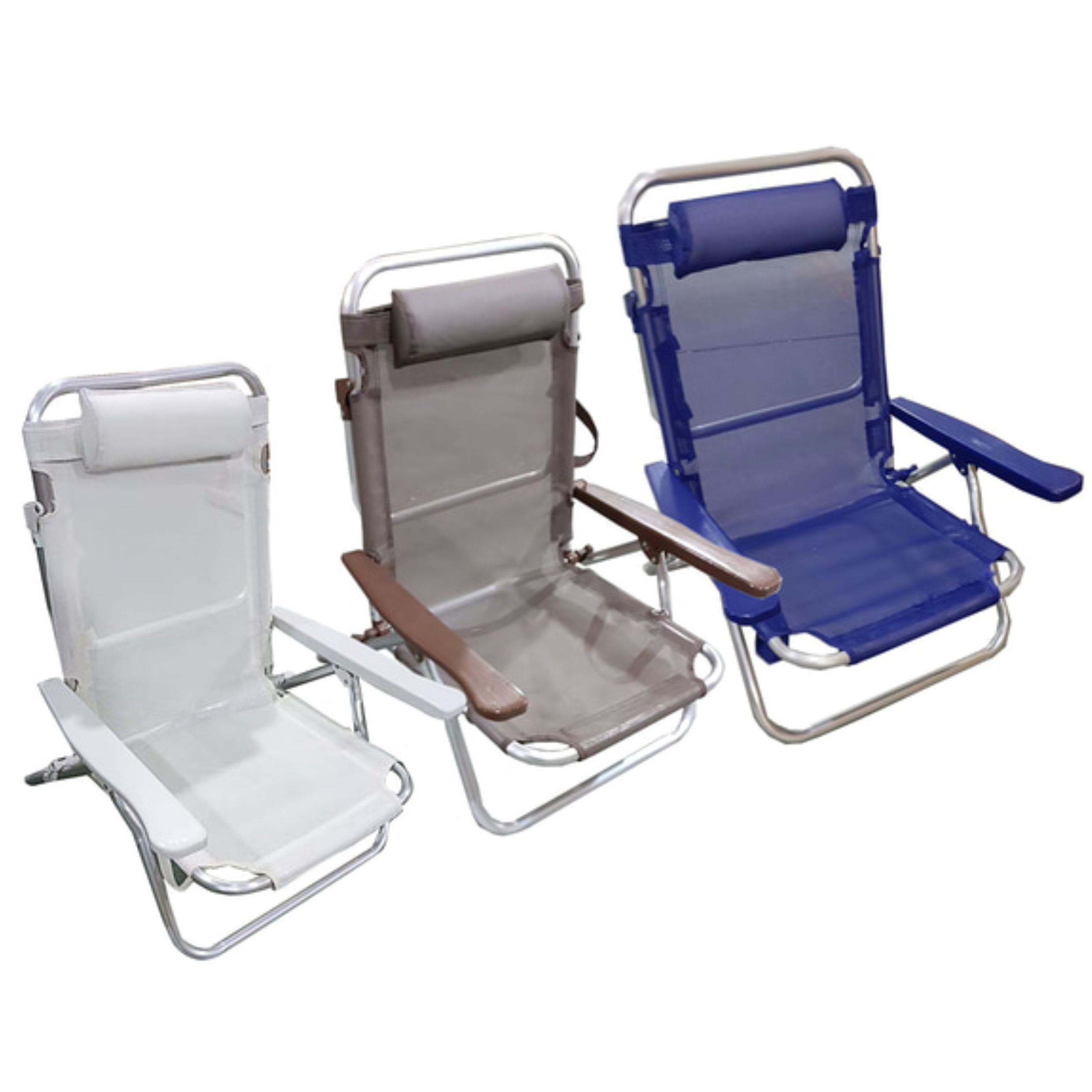 Spiaggina Pieghevole con braccioli in alluminio e textilene 53x62x77 cm