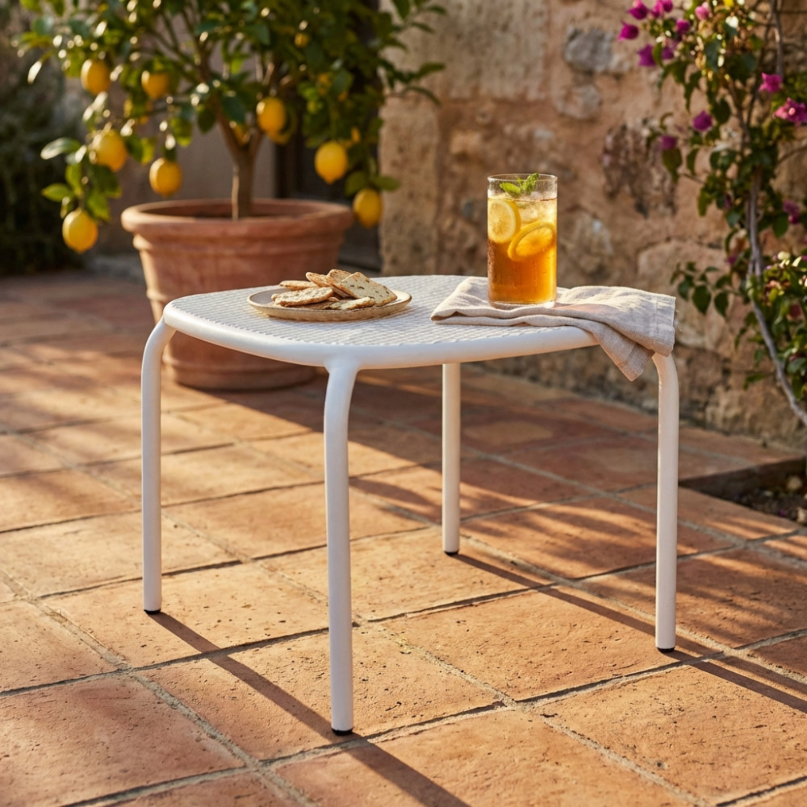 Tavolino basso da esterno in acciaio retinato 40x40 cm - Middi