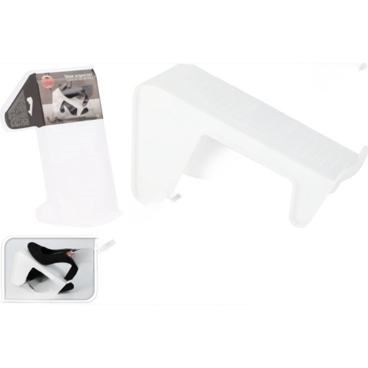 Organizer per scarpe bianco salvaspazio 24x12x13 cm
