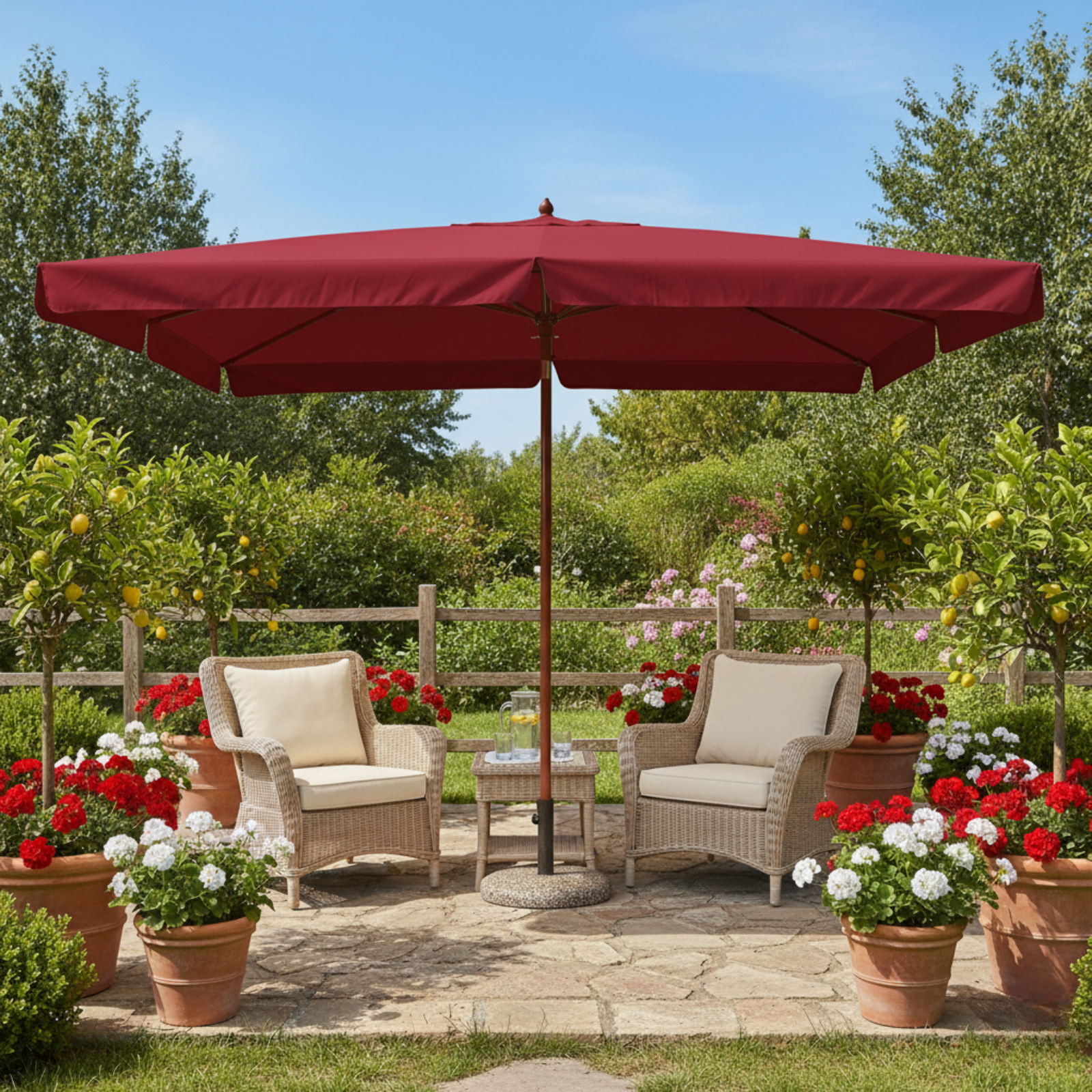 Ombrellone da esterno telo in poliestere 180gr palo in legno 8 stecche - Fantasy