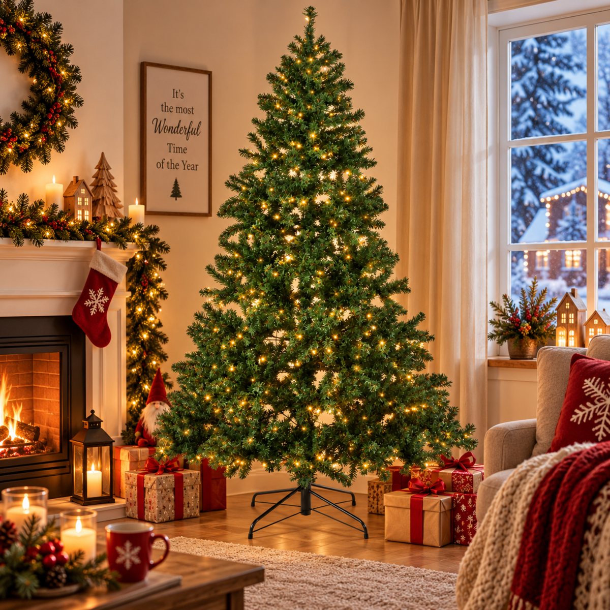 Albero di natale in PVC con luci led integrate luce calda - Brasi