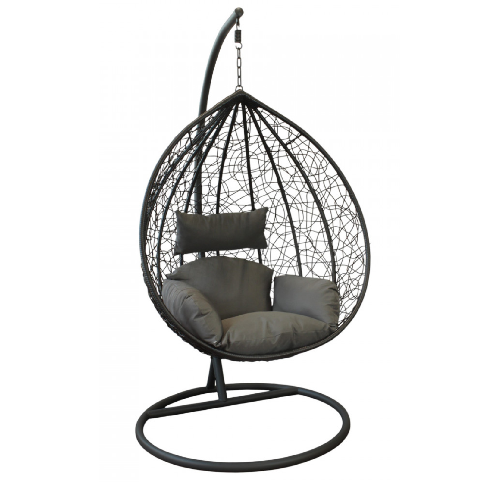 Poltrona a dondolo sospesa struttura in metallo seduta in wicker nero - GIglio