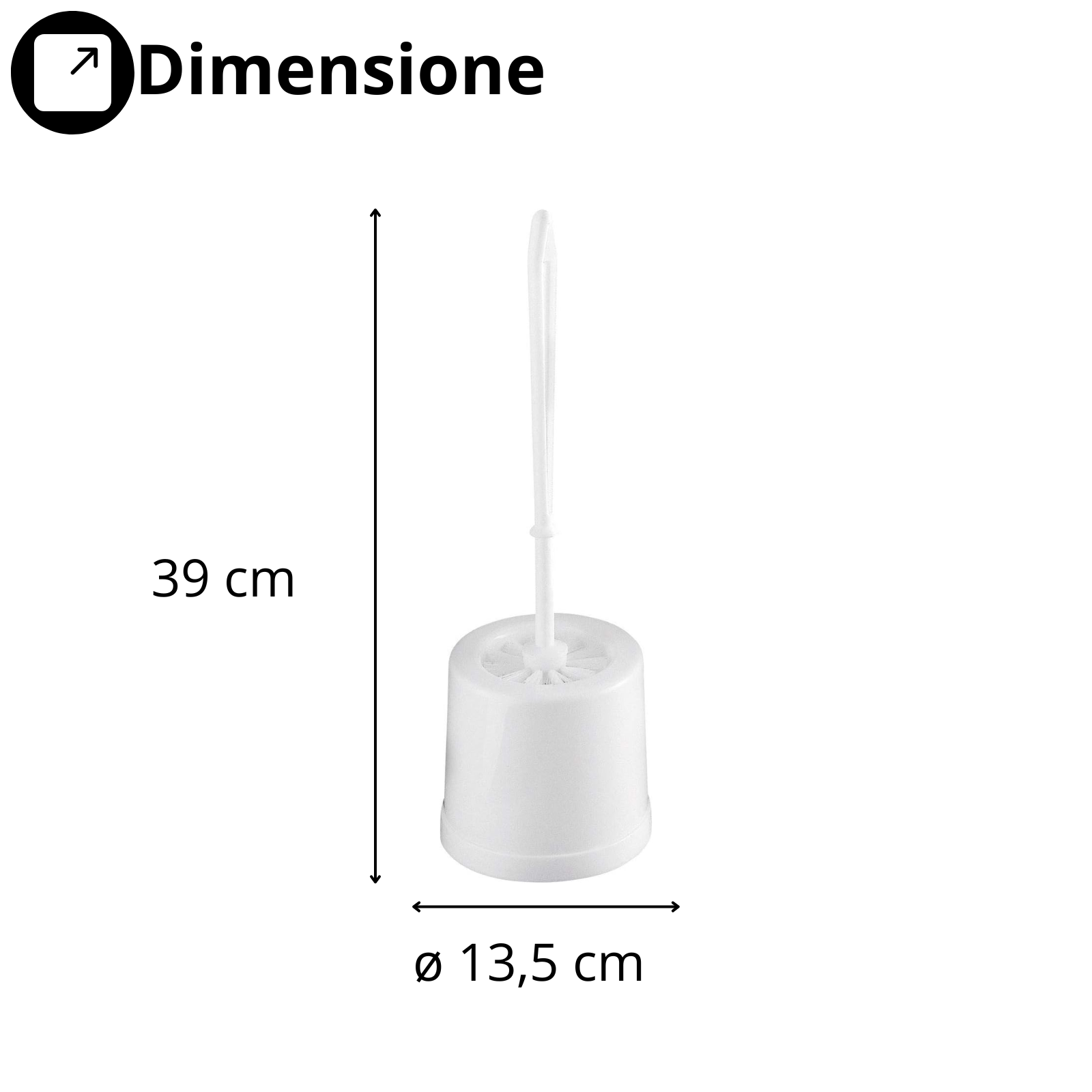 Porta scopino da appoggio in resina termoplastica bianco H 39 cm - Junior
