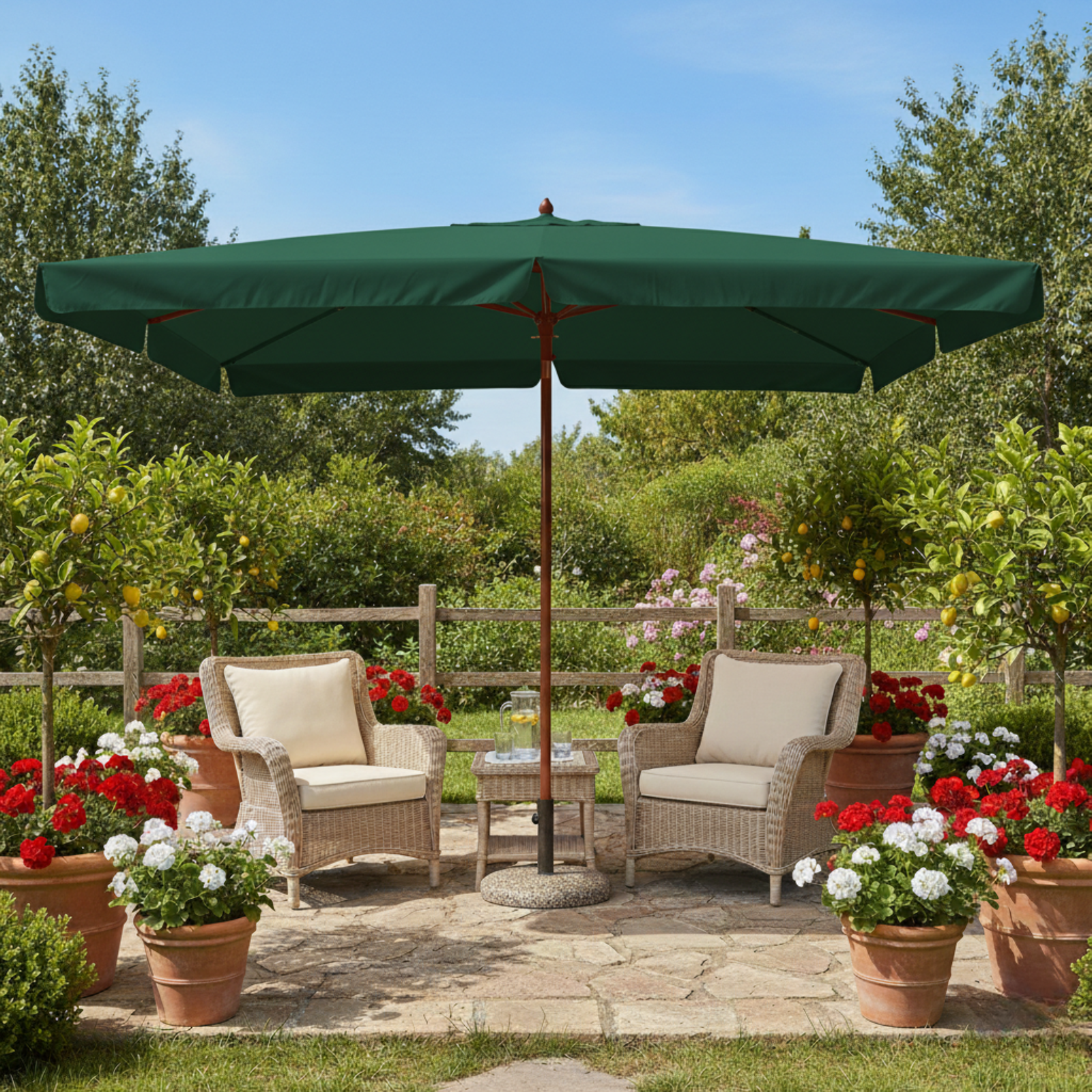 Ombrellone da esterno telo in poliestere 180gr palo in legno 8 stecche - Fantasy