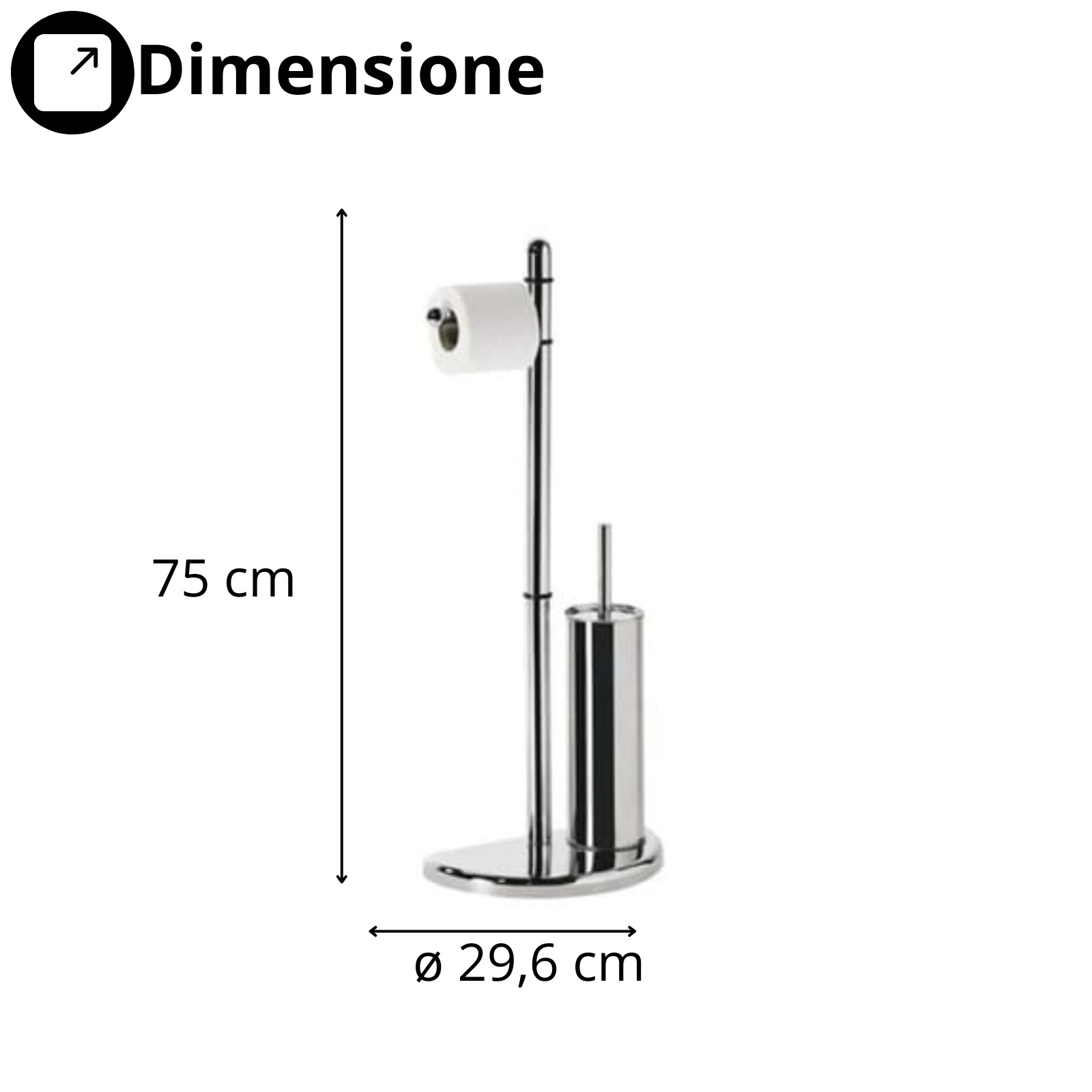 Piantana porta rotolo e portascopino in metallo cromato H 75 cm - Scum