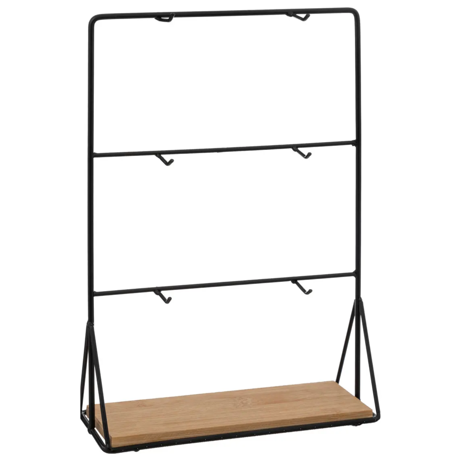 Set 6pz tazzine da caffe in vetro con supporto in metallo e legno