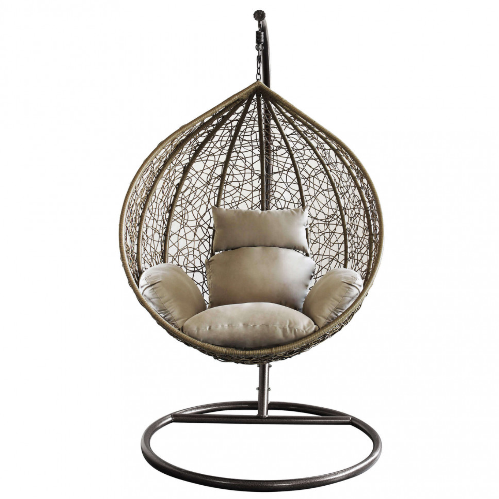 Poltrona a dondolo sospesa struttura in metallo seduta in wicker marrone - GIglio