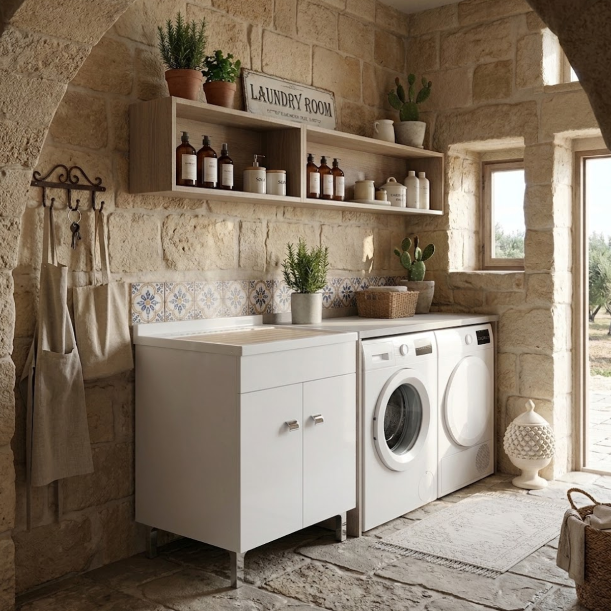 Mobile bagno bianco con lavabo in truciolare 2 ante 60x50xH84 cm - Savi laccato