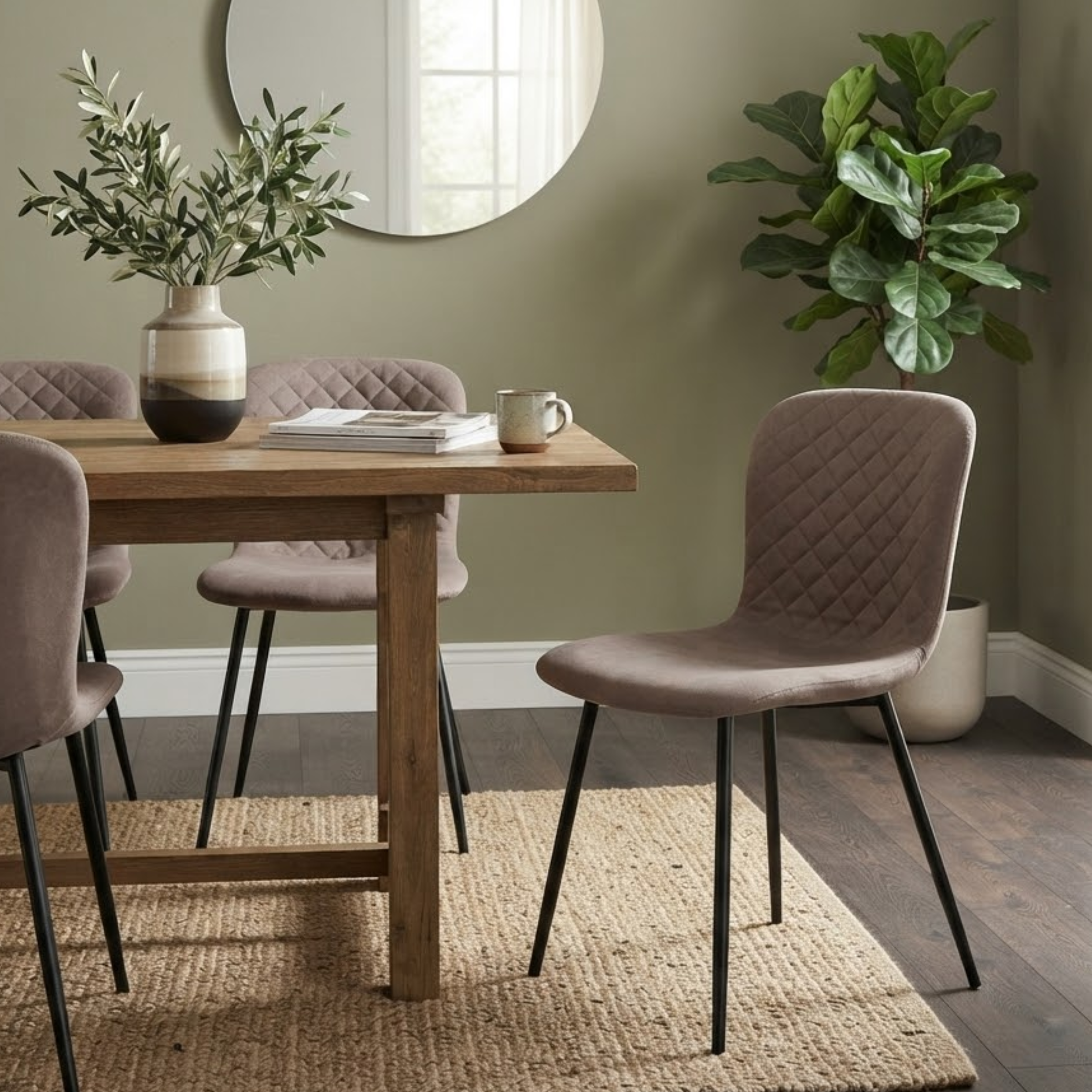 Set 4 Pz Sedia da pranzo in tessuto con gambe in metallo verniciato - Felipa