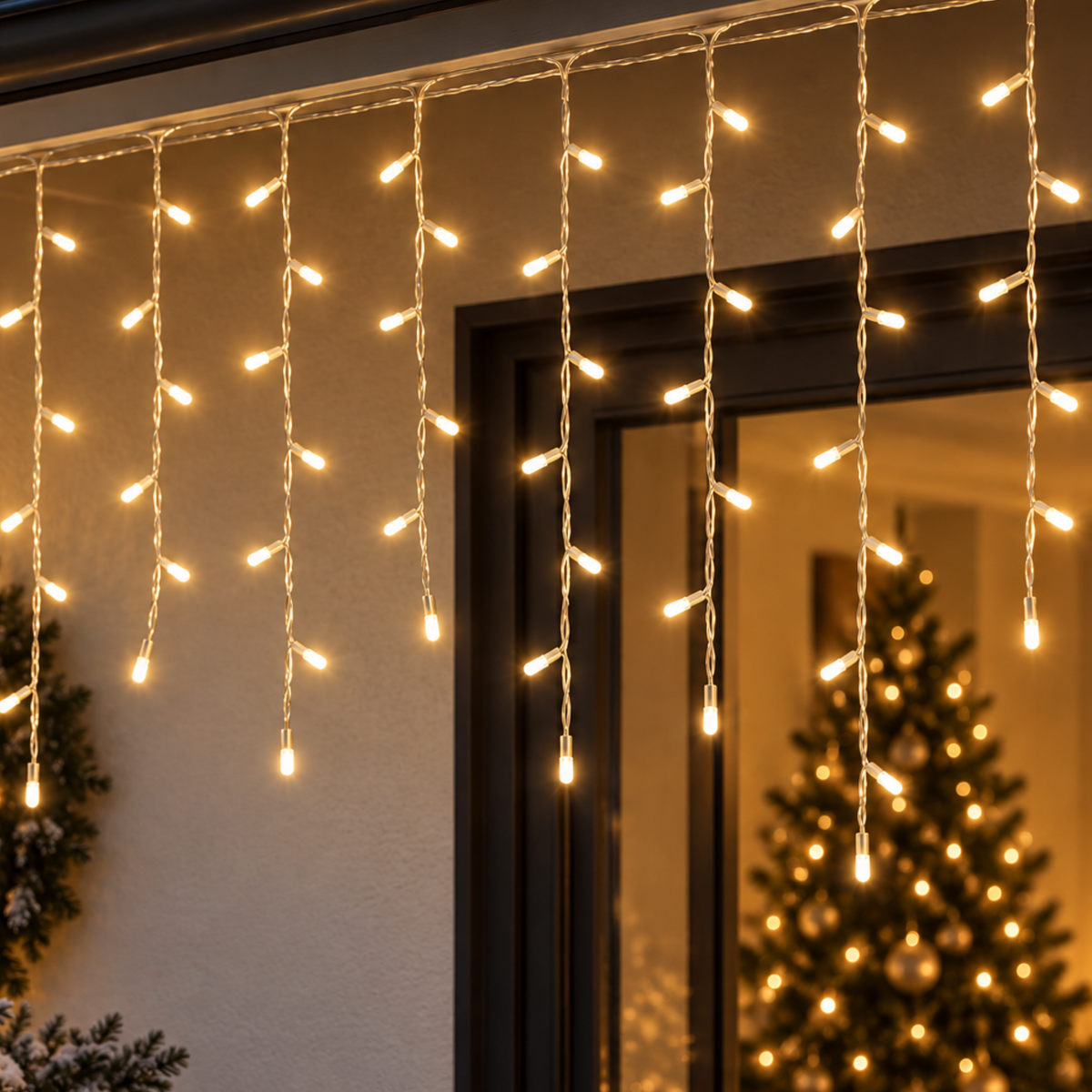 Tenda luminosa 600 led calda per interno o esterno