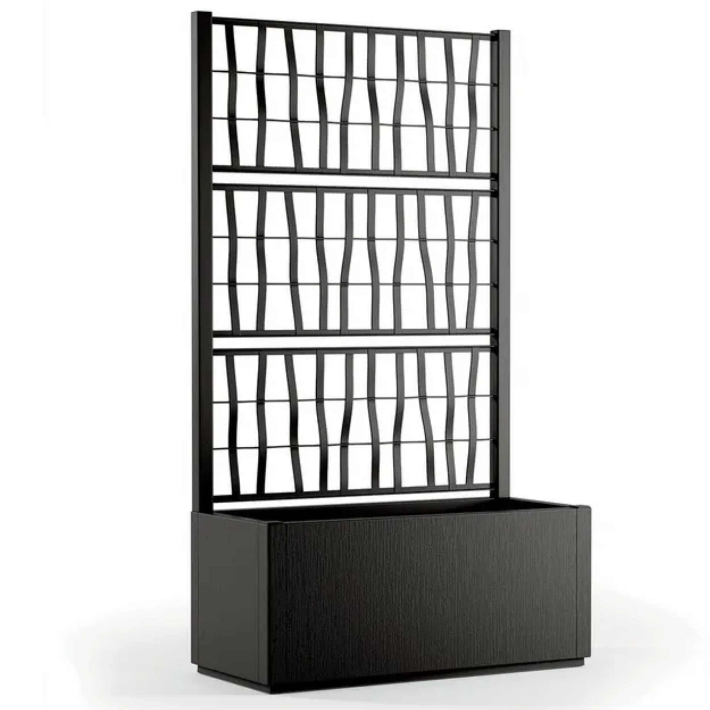 Fioriera con spalliera in plastica rettangolare design moderno ideale per esterno interno