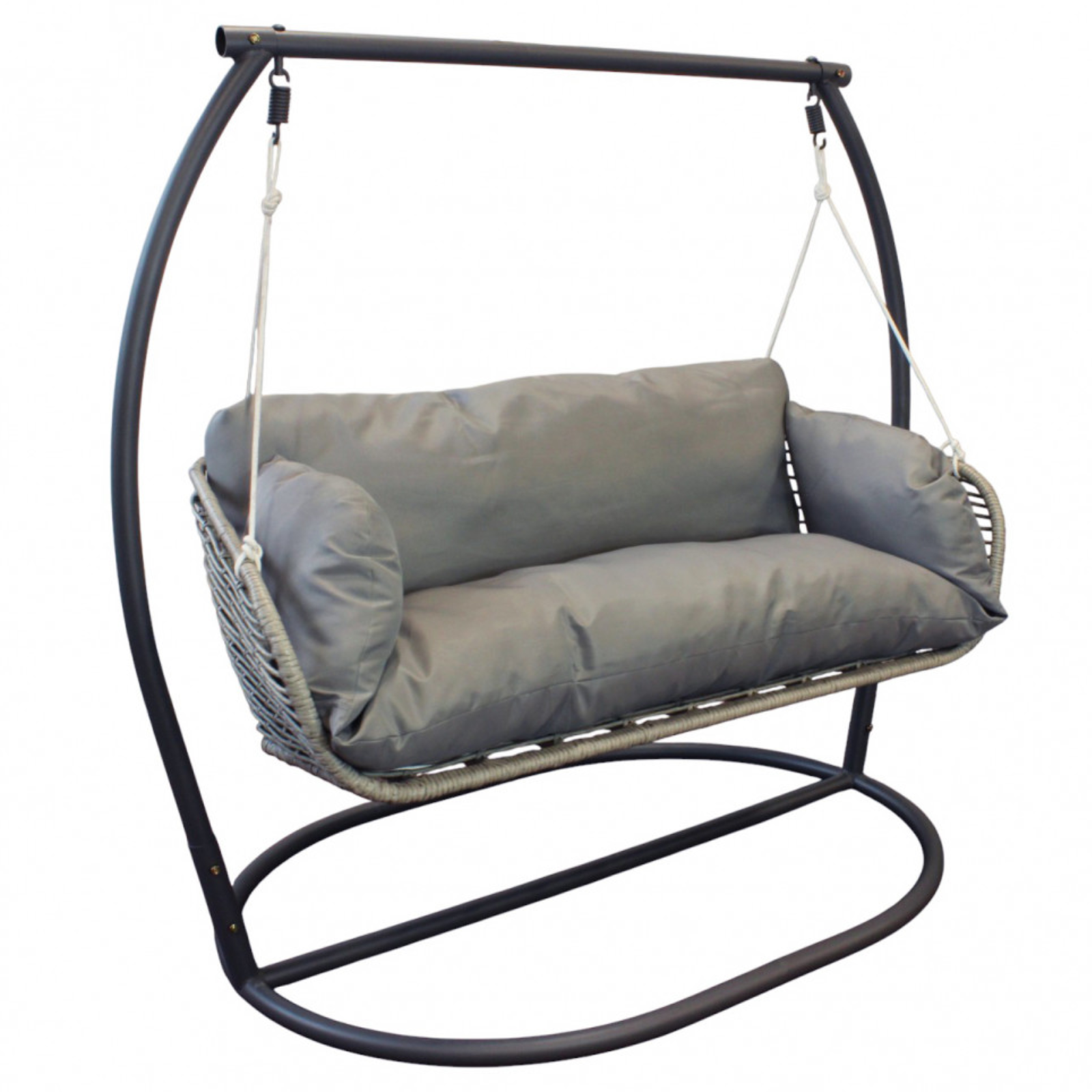 Dondolo sospeso 2 posti struttura in metallo nero seduta in wicker - Glow