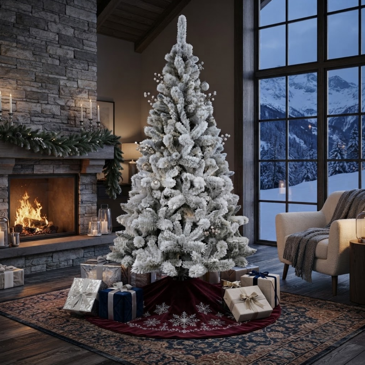 Albero di natale innevato in pvc 210 cm 686 rami - Courmayeur
