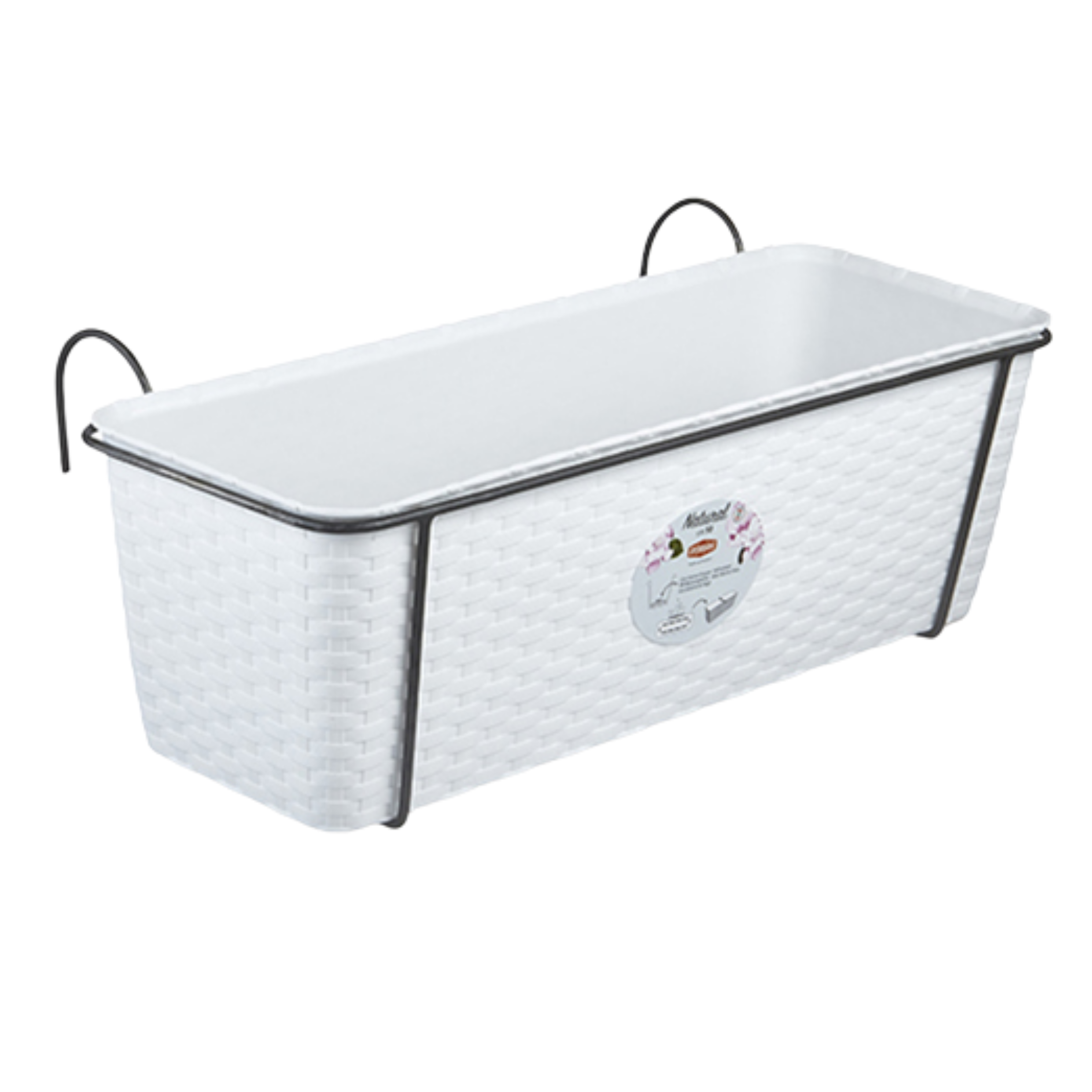 Balconiera in plastica finitura rattan con supporto in metallo ideale per esterno