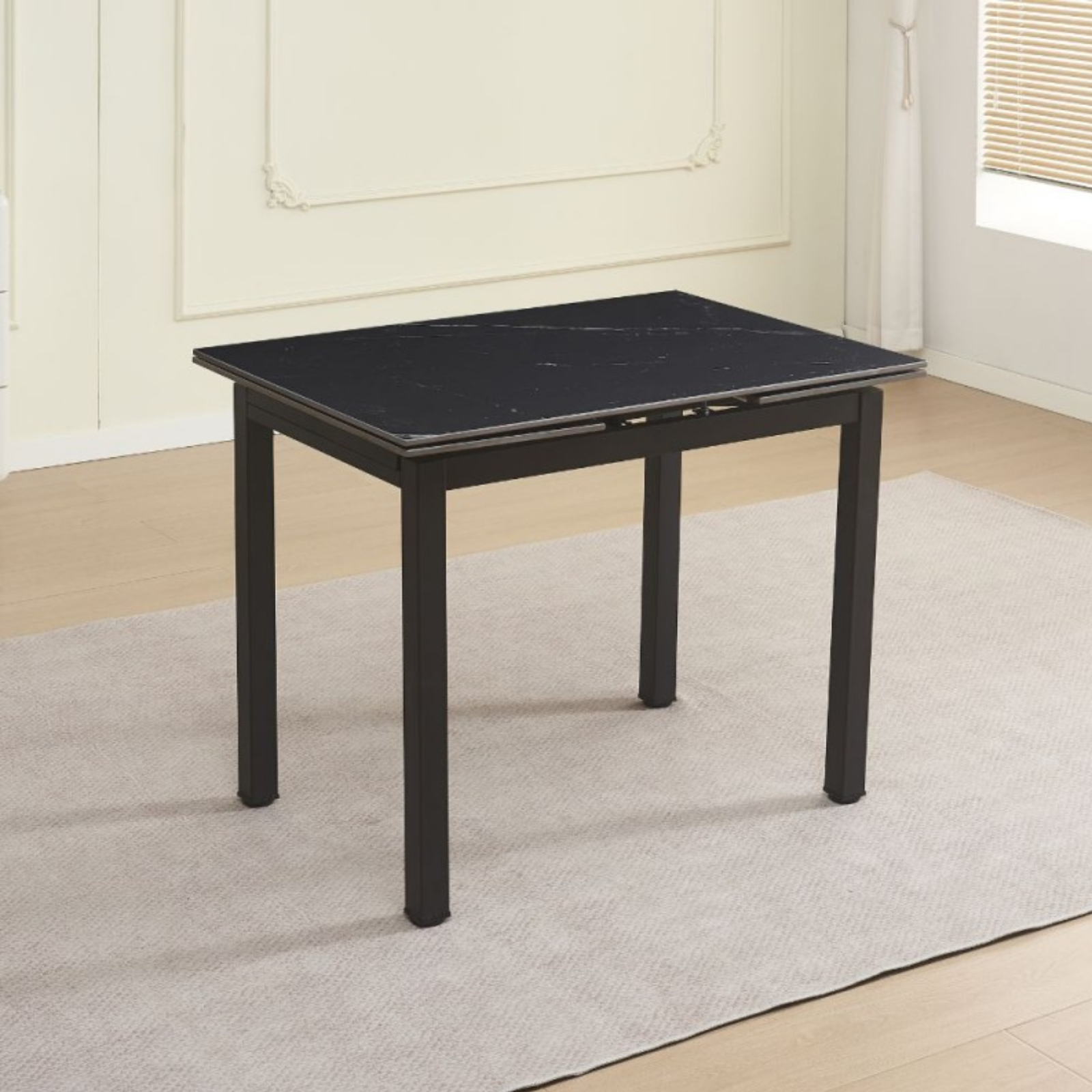 Tavolo da pranzo allungabile piano in ceramica effetto marmo struttura in metallo 100/170x70 cm - Kioto