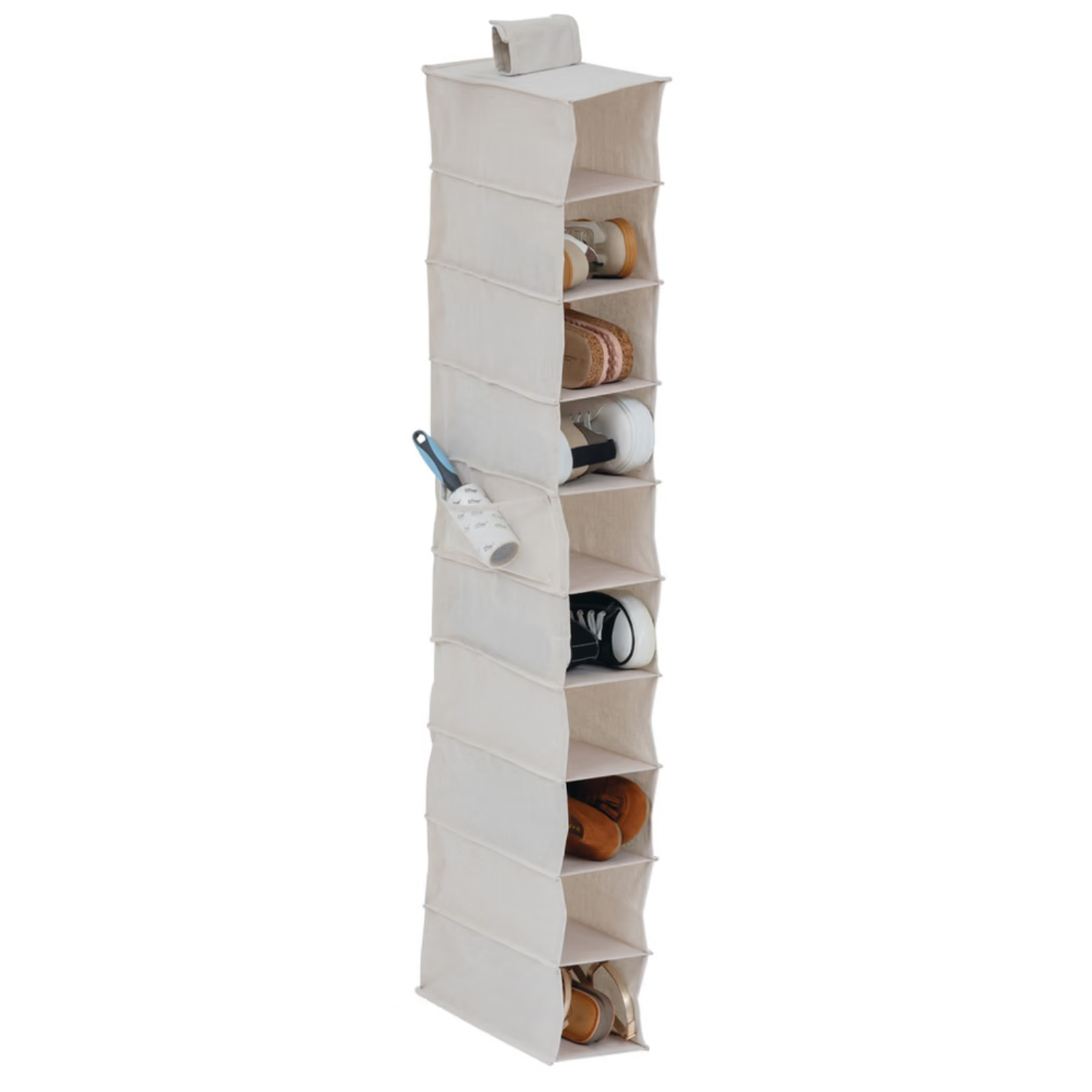 Scarpiera organizer 10 scomparti beige in tessuto da appendere - Groomy