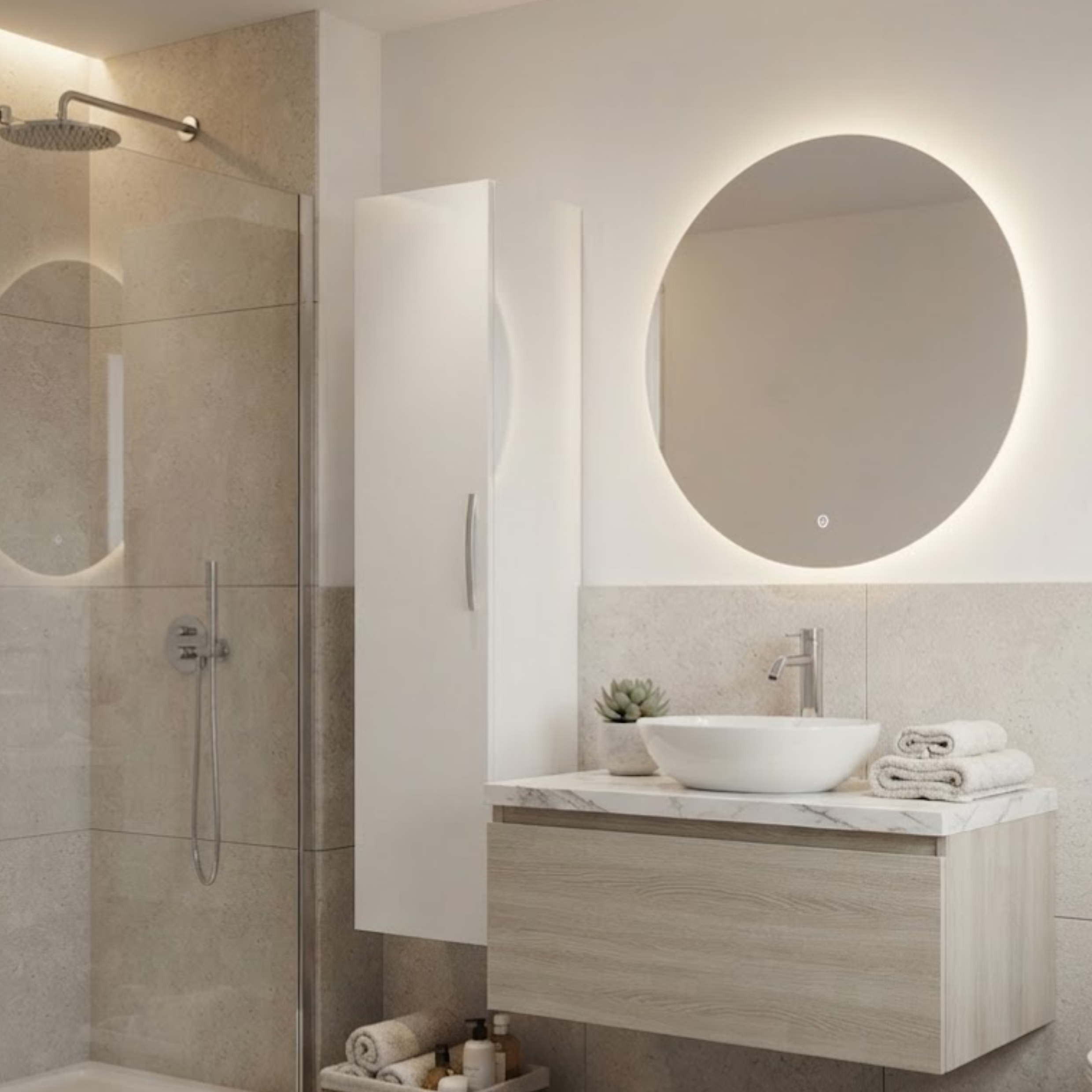 Colonna bagno sospesa in legno 1 anta 35x35x145 cm - Mia