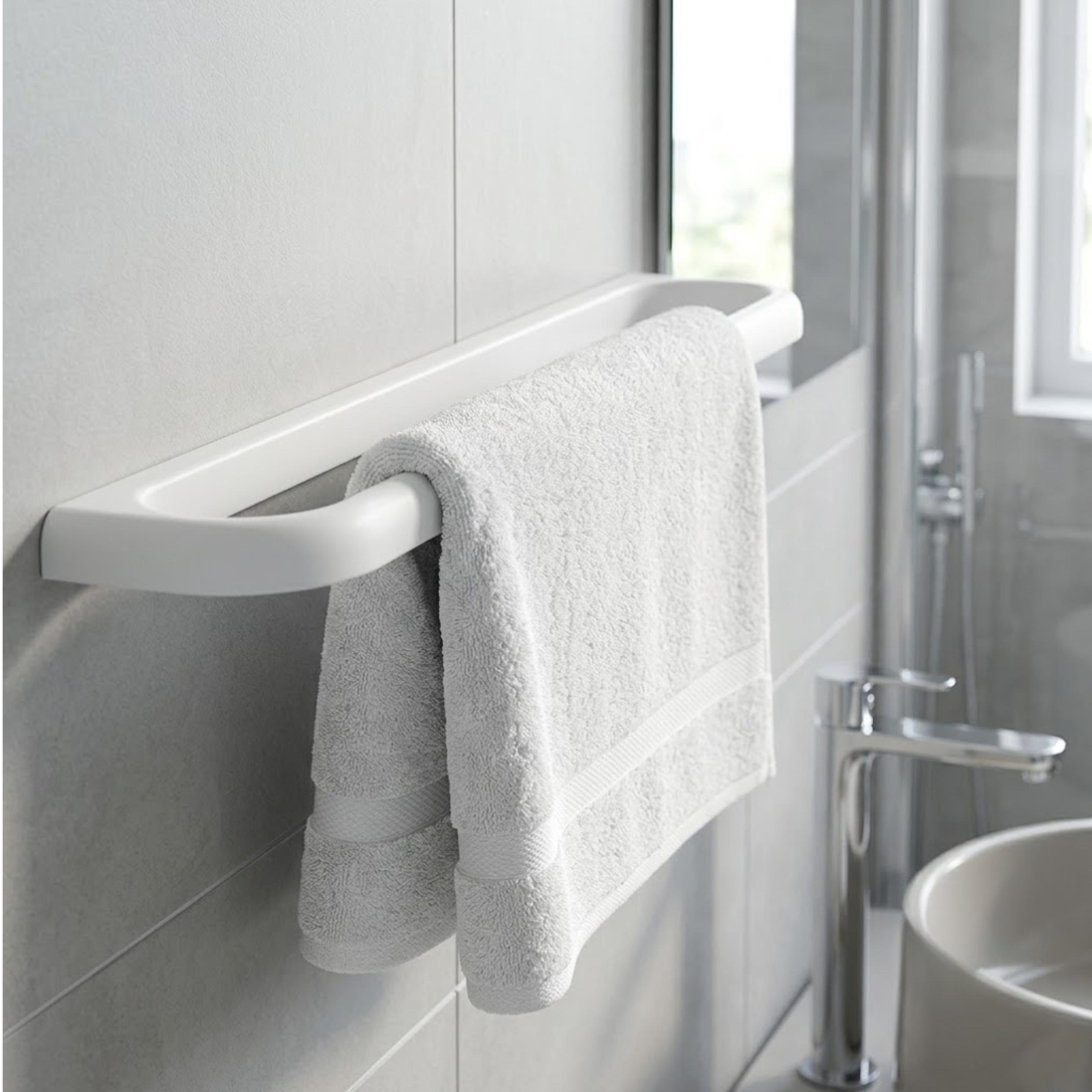 Portasciugamani da parete in durolite bianco 56x11 cm