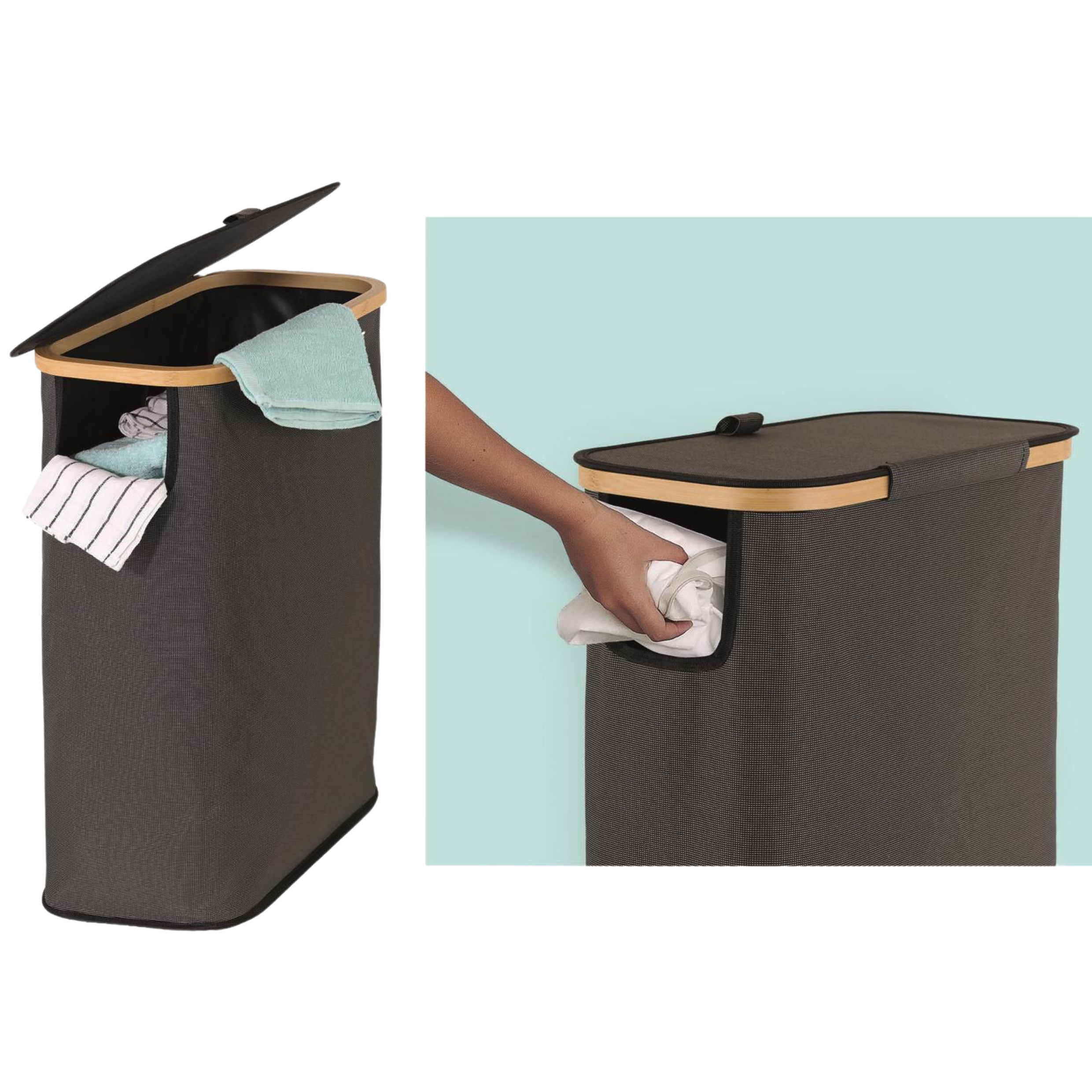 Portabiancheria slim struttura in mdf e poliestere 42x23xh58,5 cm - Domo