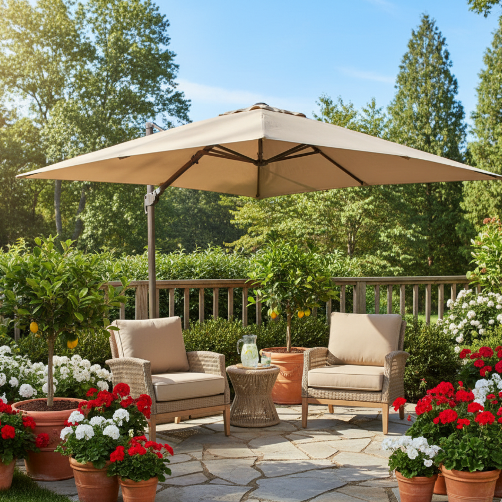 Ombrellone da esterno in poliestere palo in alluminio orientabile 360° - Mercutio