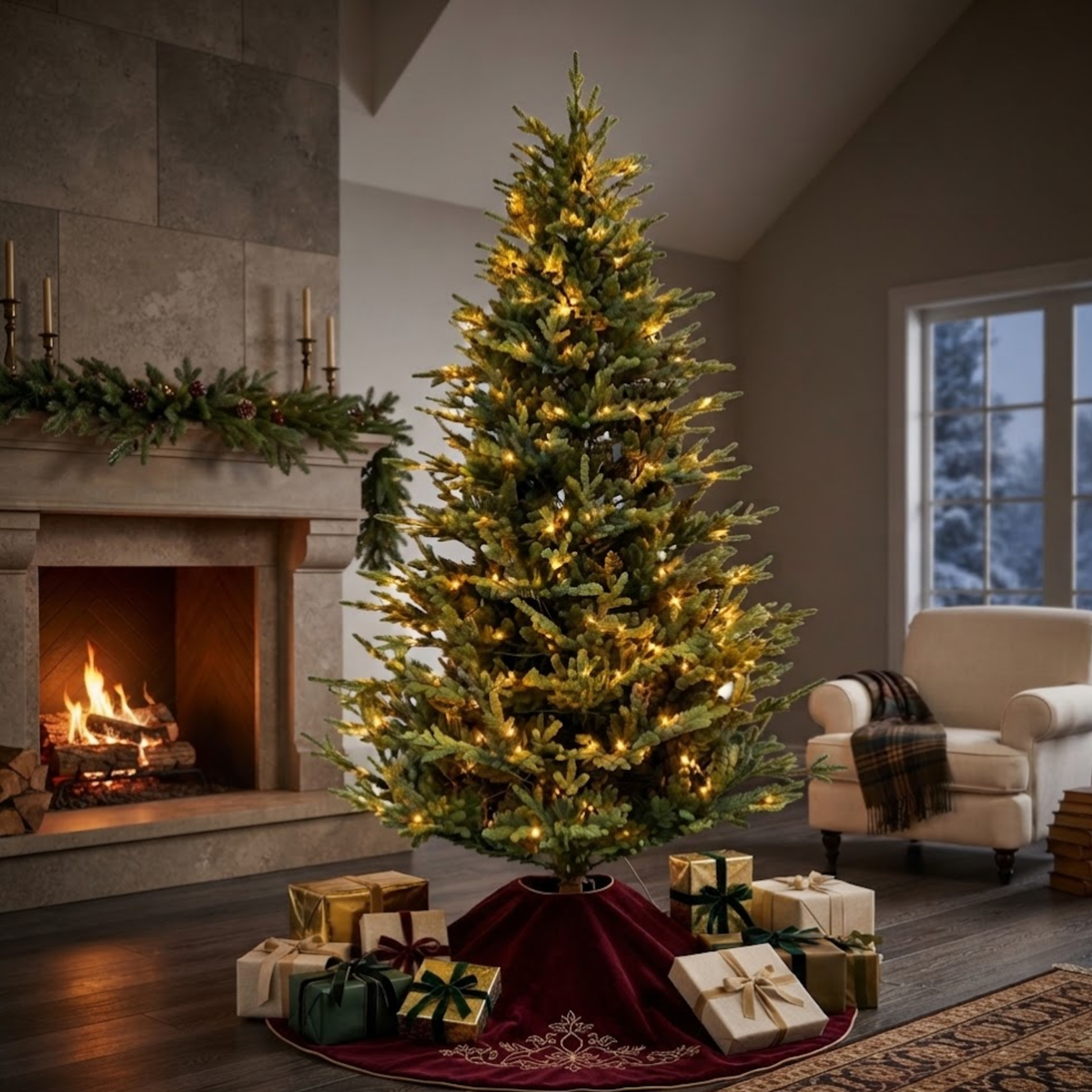 Albero di natale verde con luci led integrate effetto realistico - St.Moritz
