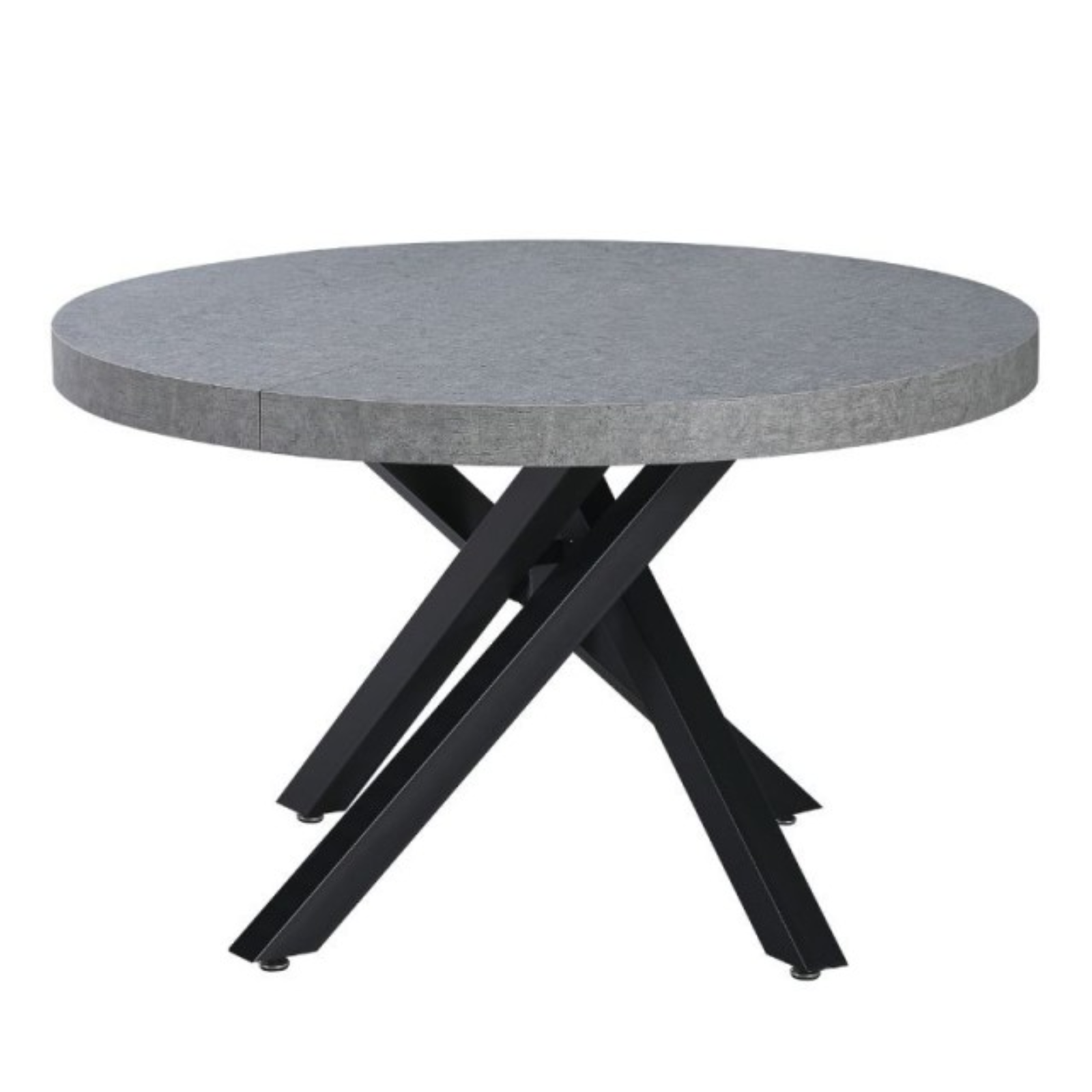 Tavolo da pranzo rotondo allungabile piano in mdf cemento e base in metallo - Ravem