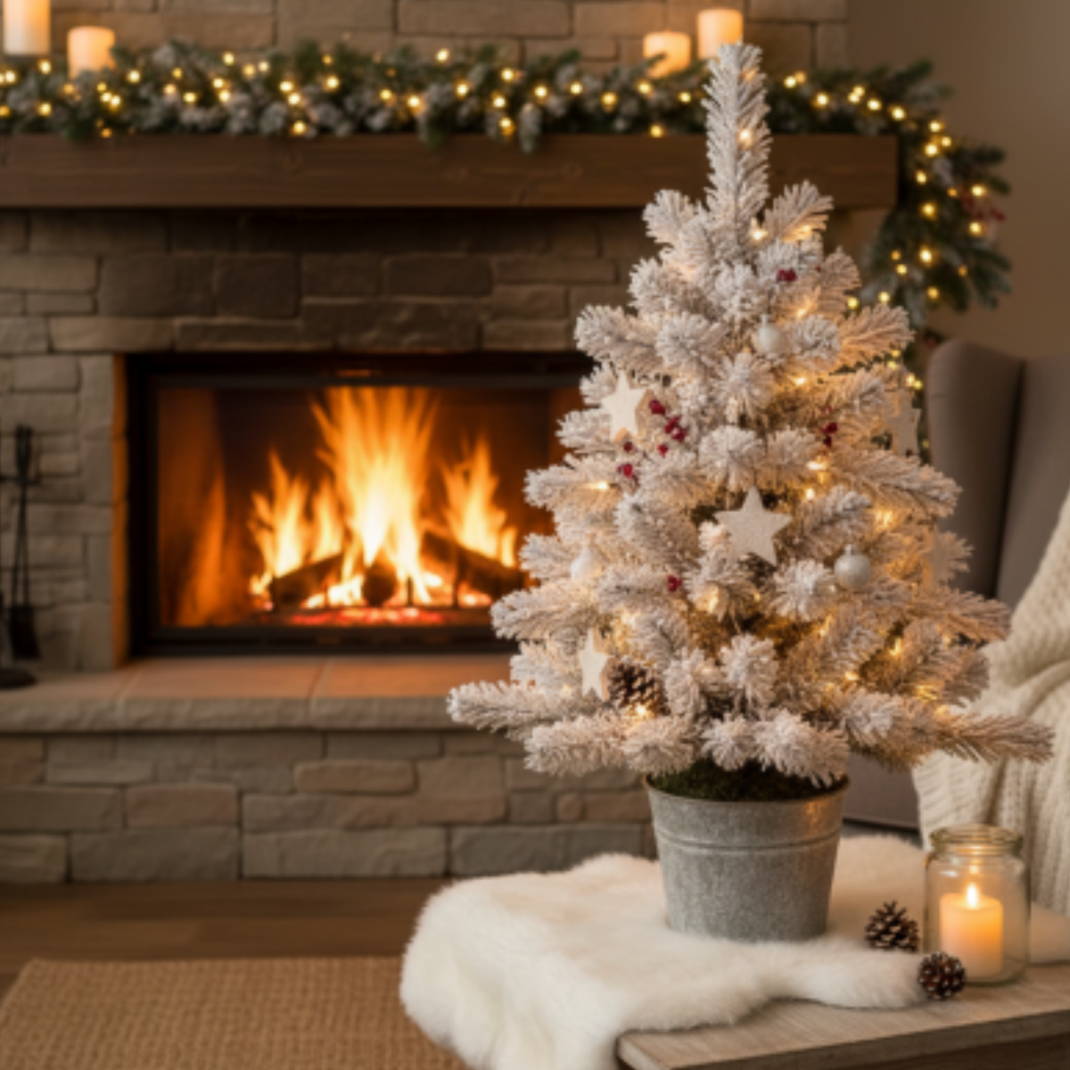 Albero di natale innevato in vaso artificiale con rami realistici - Peak