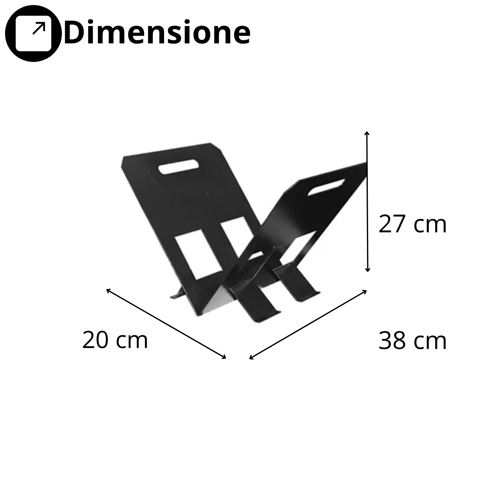 Porta legna in acciaio verniciato con manici per camino - Rivista