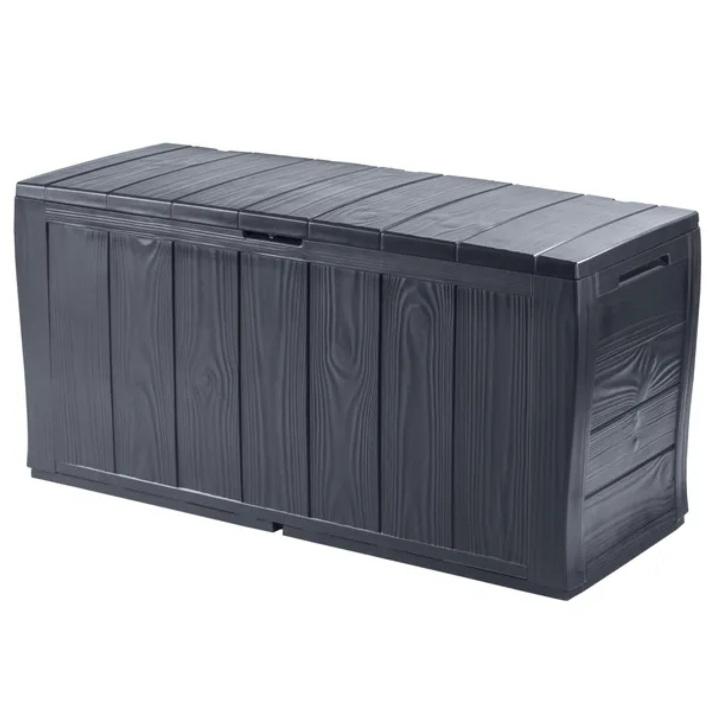 Baule cassapanca in resina grafite 270LT con maniglie e ruote 117x45x57,5 cm