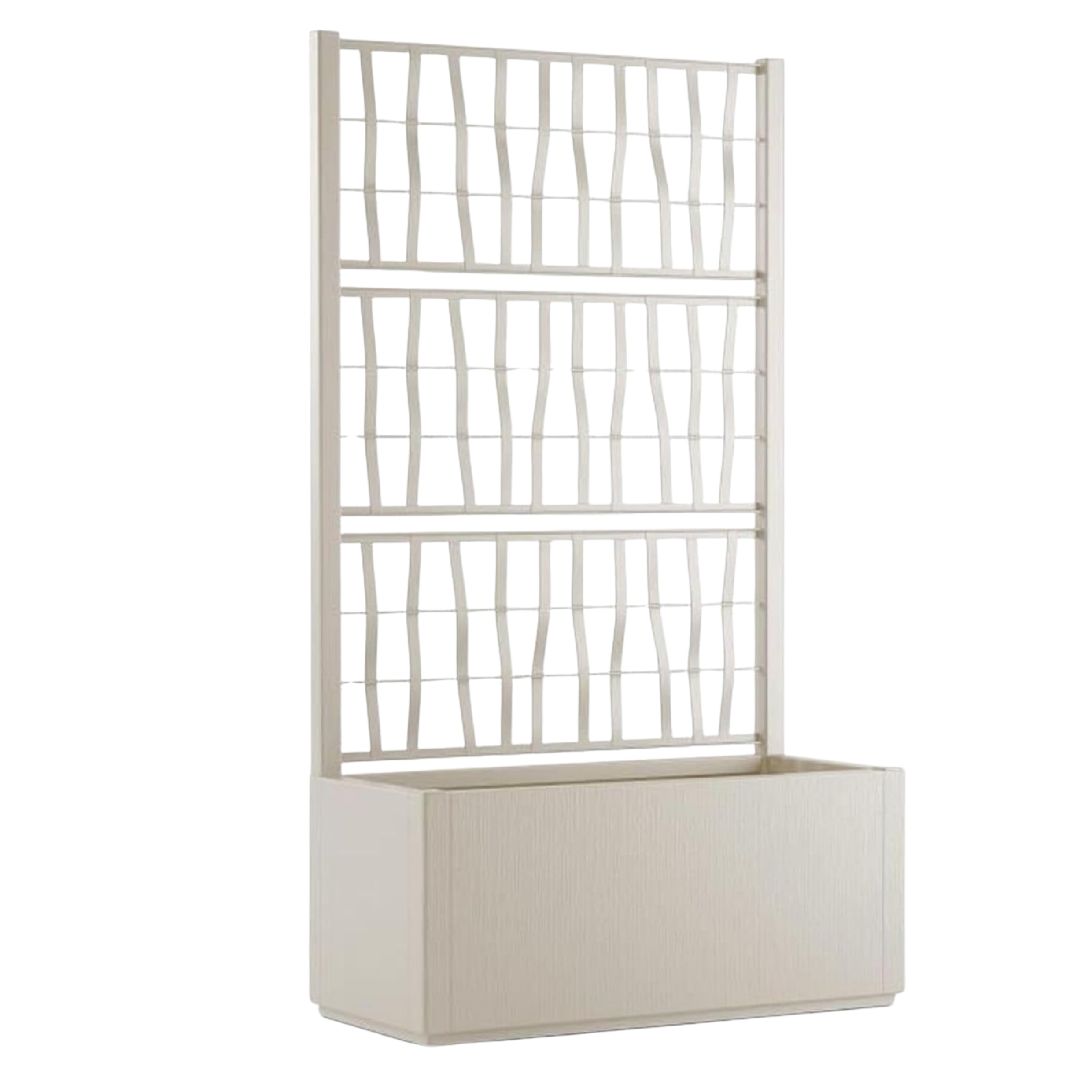 Fioriera con spalliera in plastica rettangolare design moderno ideale per esterno interno