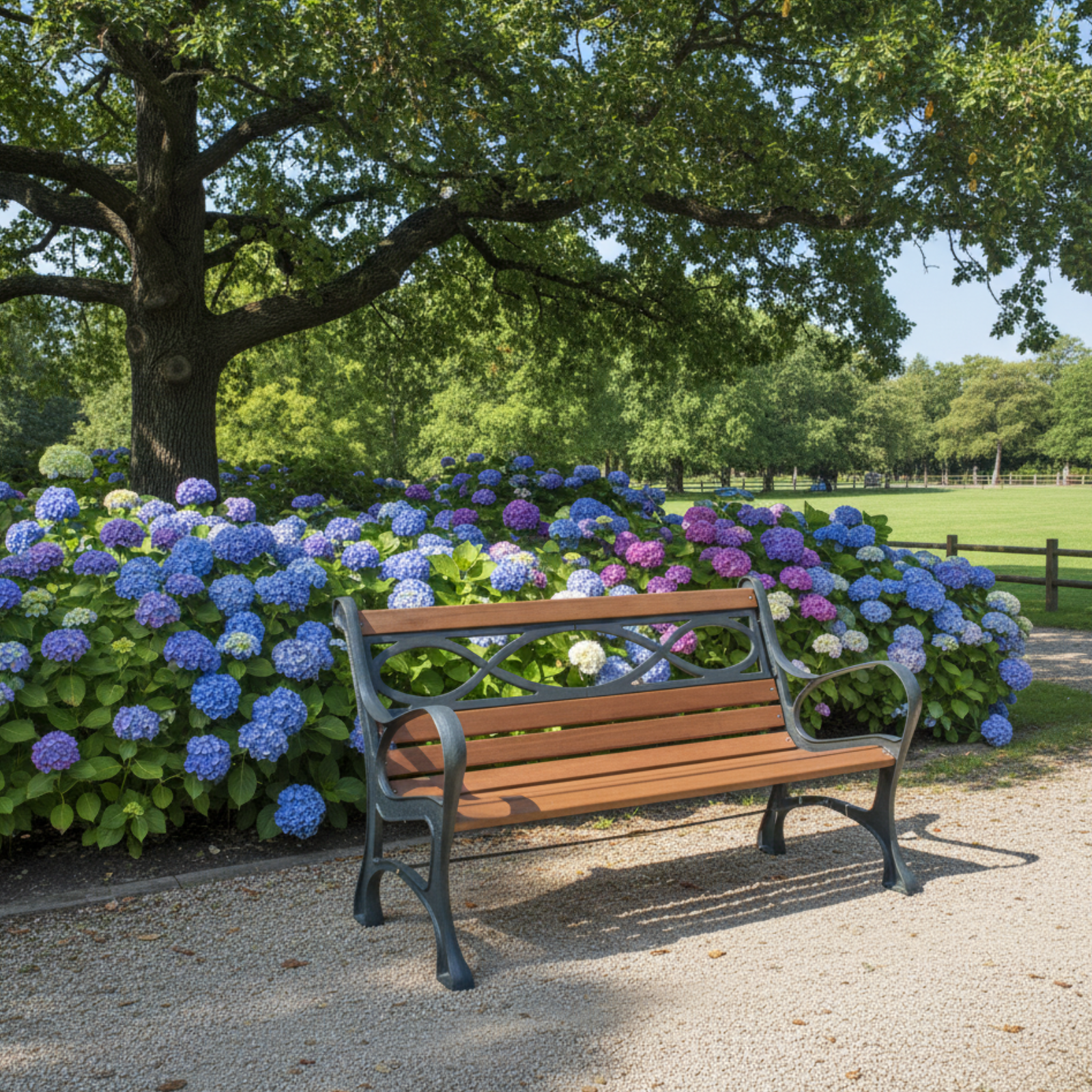 Panchina da esterno in ghisa con traversine in legno - Houston