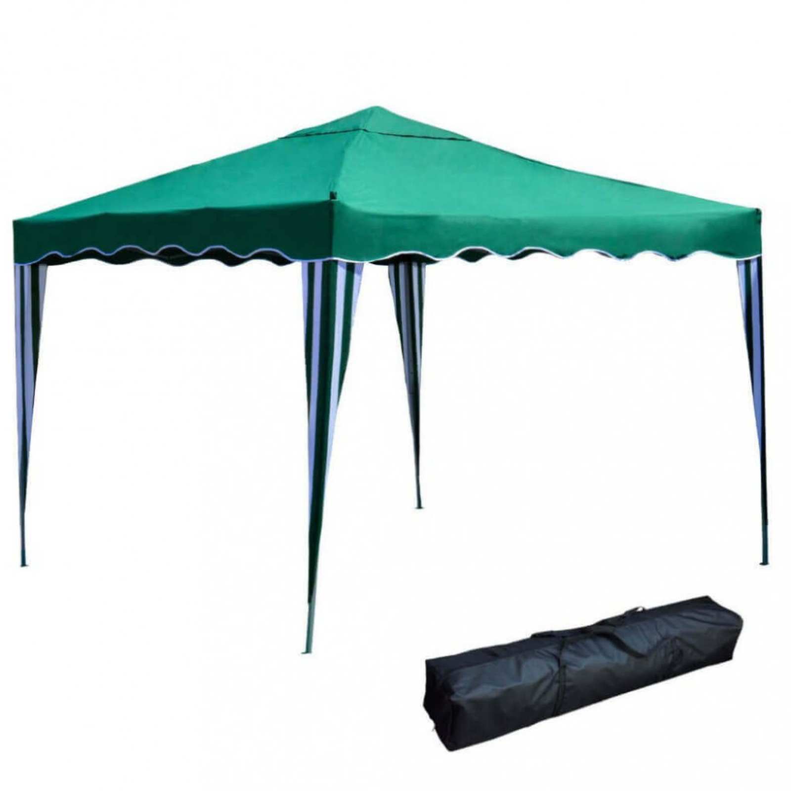 Gazebo pieghevole 3x3 struttura in metallo e telo in poliestere verde - Minis