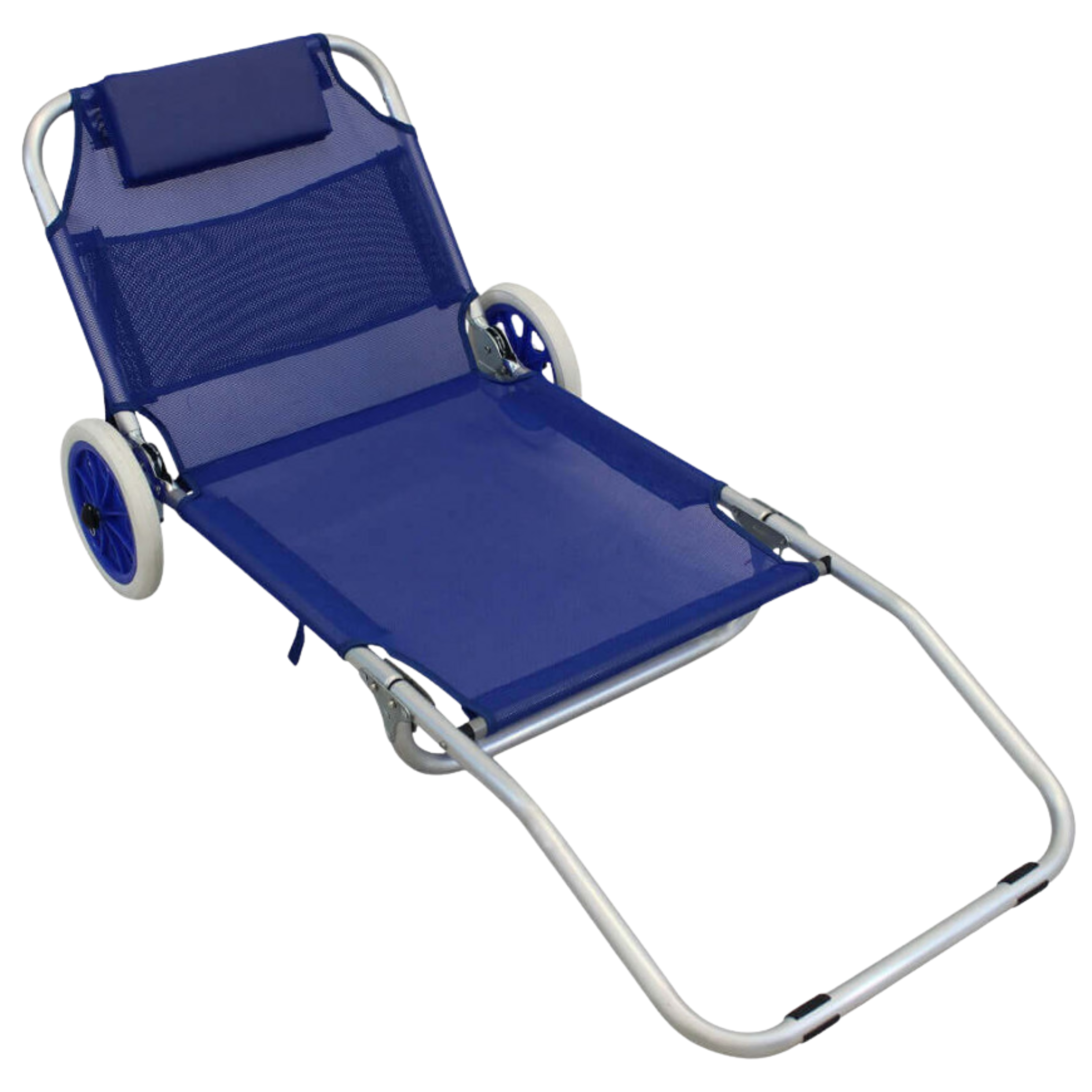 Spiaggina Mare Pieghevole a Carrello Con Ruote Struttura in Metallo e Tessuto in Textilene 1x1 Colorazione Assortita