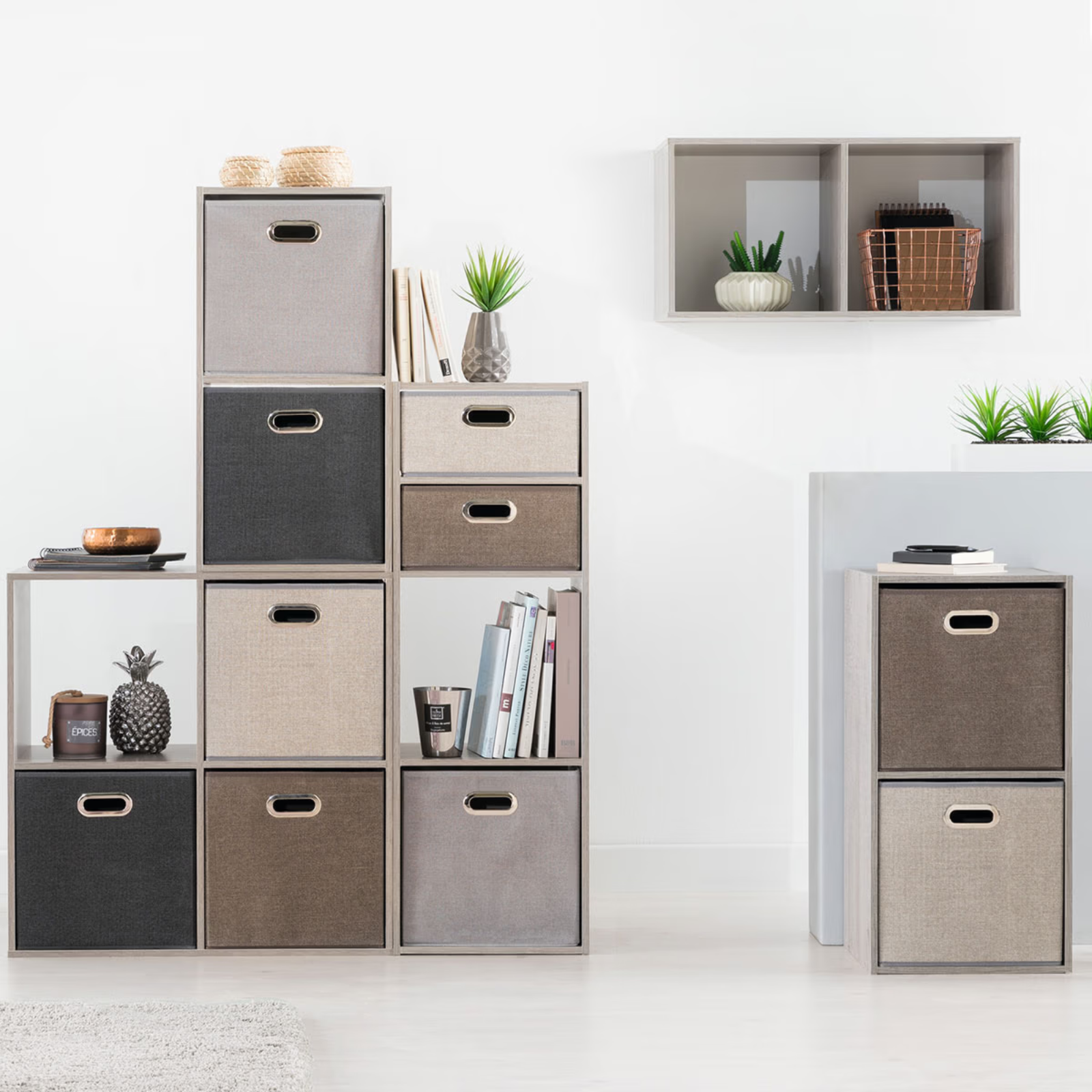 Libreria salvaspazio 4 scomparti effetto rovere naturale in legno - Modul