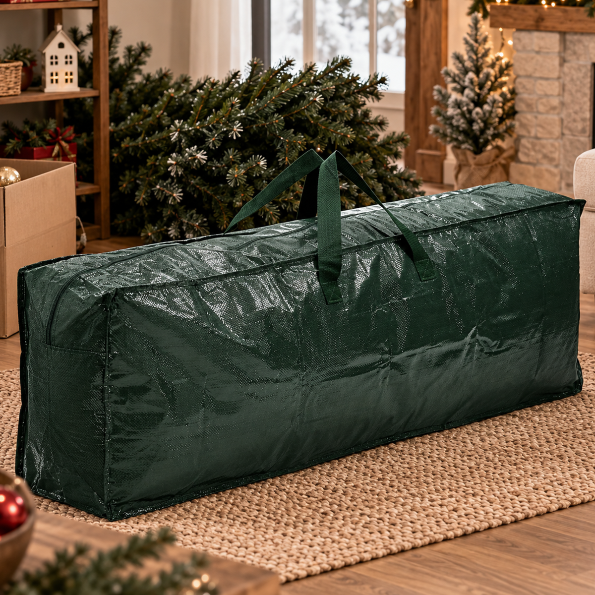 Borsa per albero di natale rettangolare in pvc con maniglie e zip - PVC