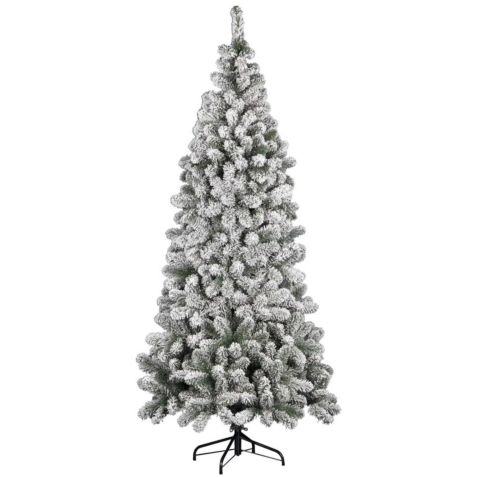 Albero di natale innevato arficiale in PVC con base in metallo montaggio a ombrello - Borealis